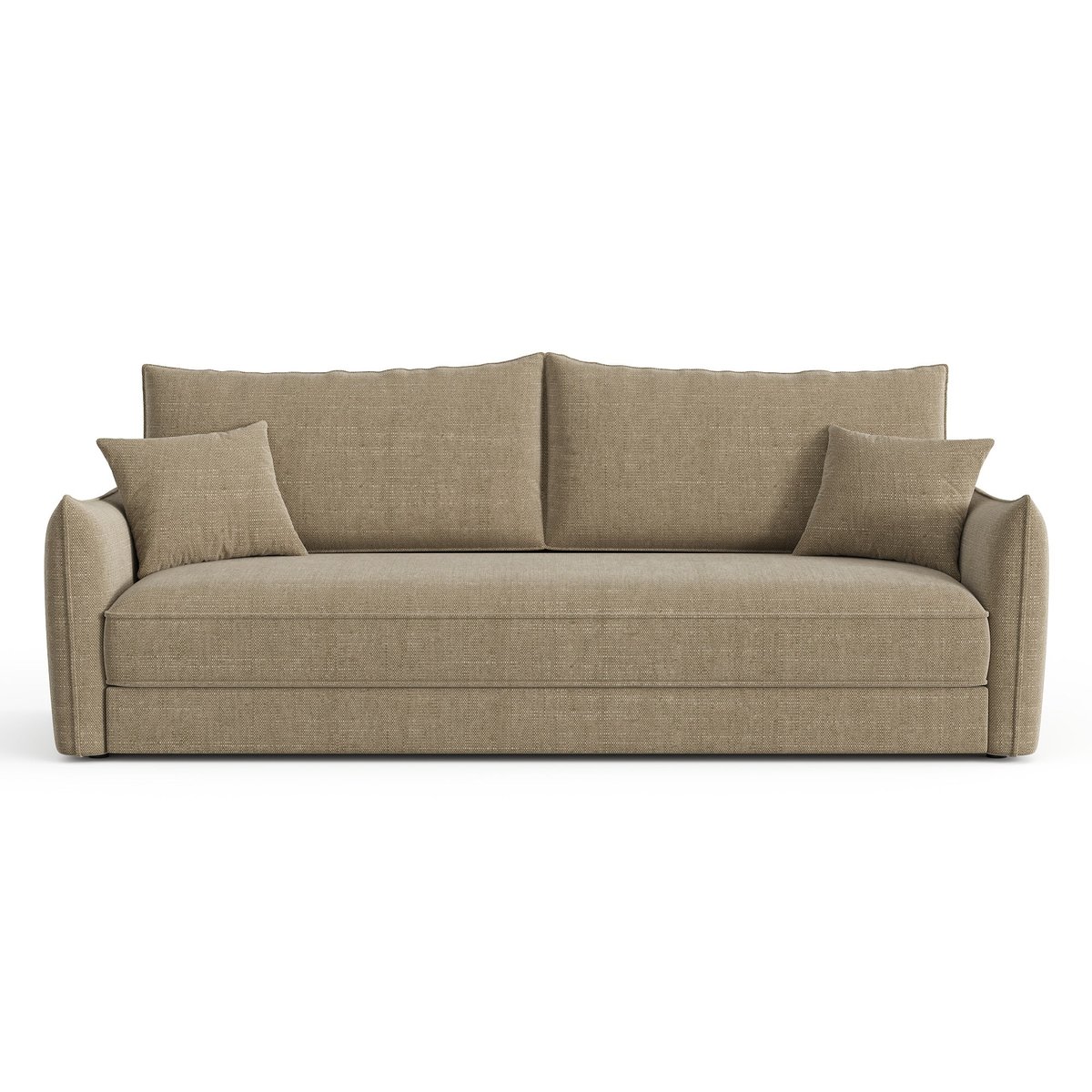 Canapé convertible 3 places en tissu tramé PLUME taupe, SIA HOME