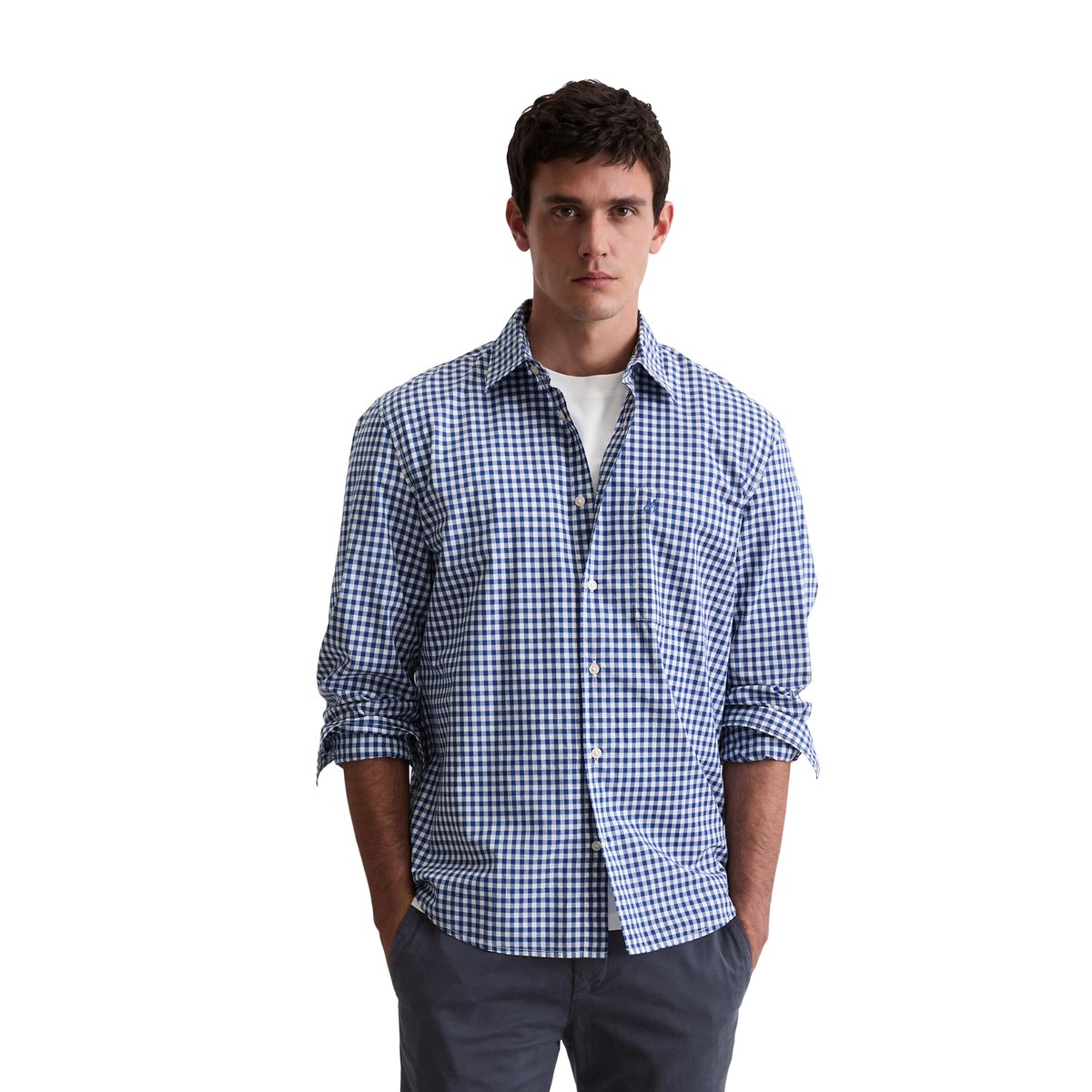 Chemise regular en pur coton biologique bleu, MARC O'POLO