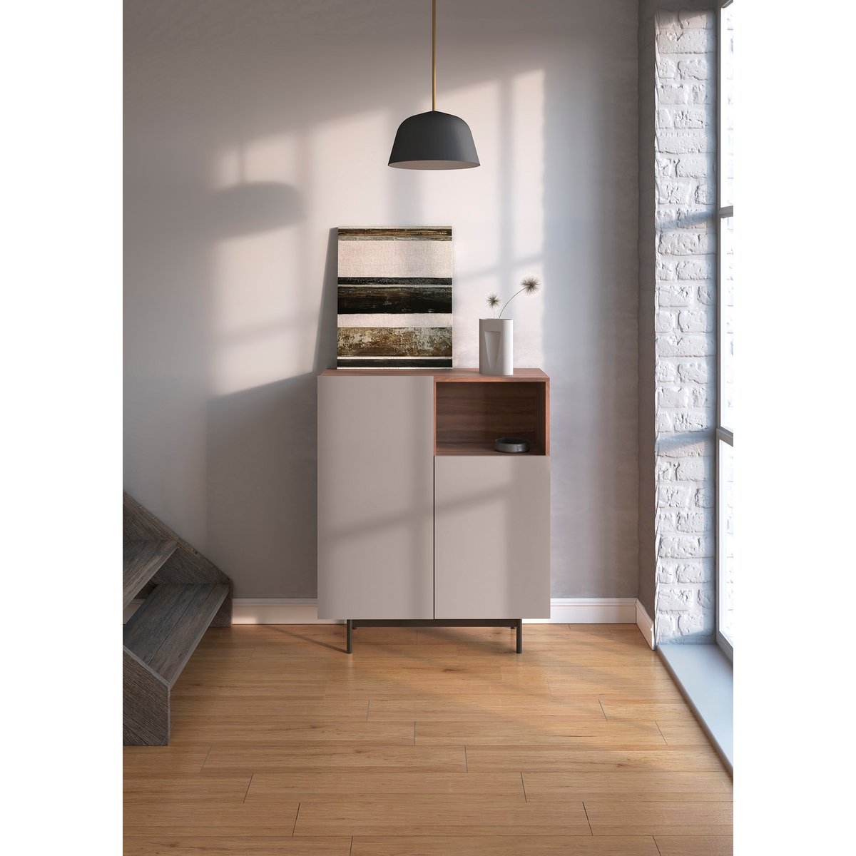 Buffet placard 2 portes, PRINTED noyer-taupe, HERDASA