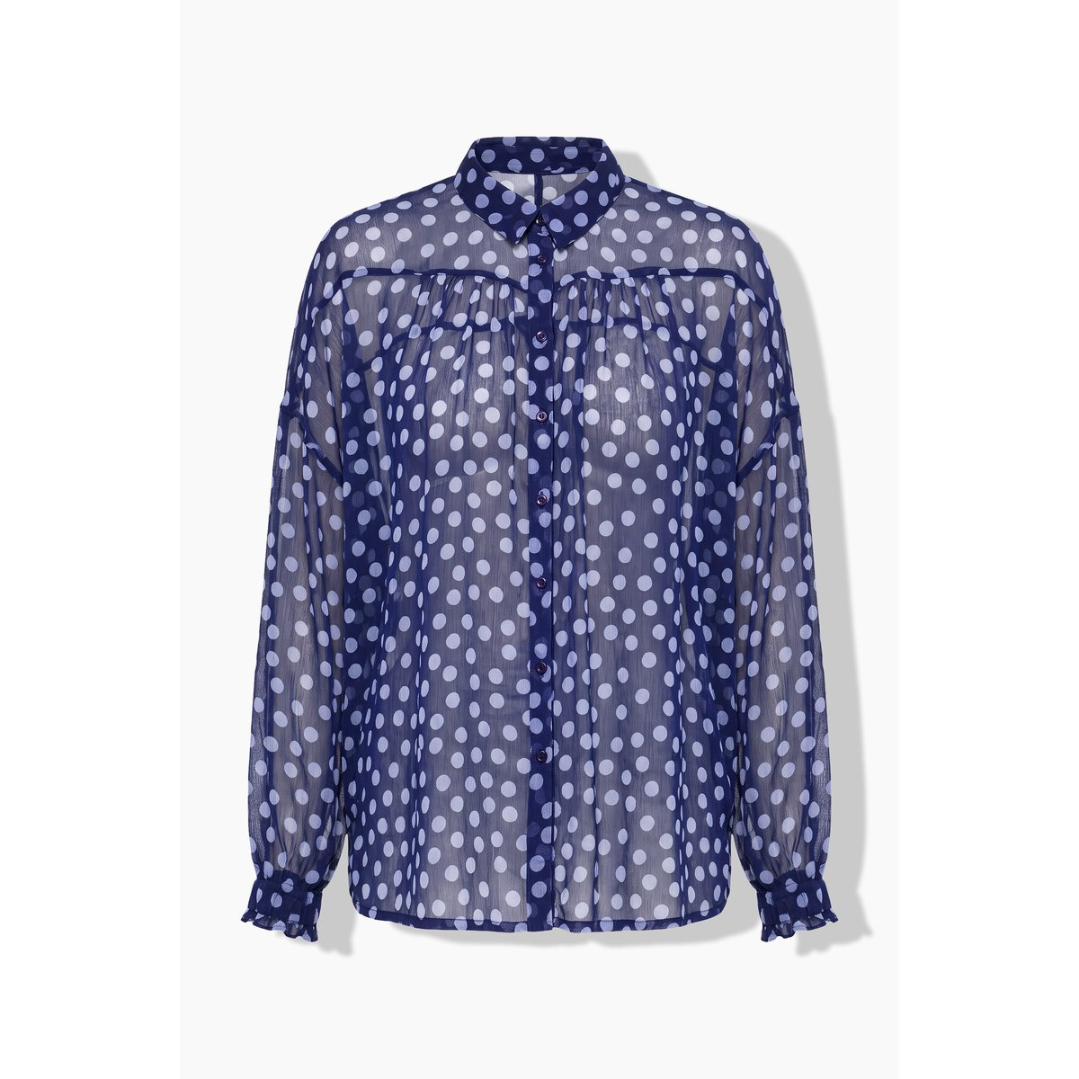 Chemisier en mousseline, oversize, à pois bleu nuit, STUDIO UNTOLD