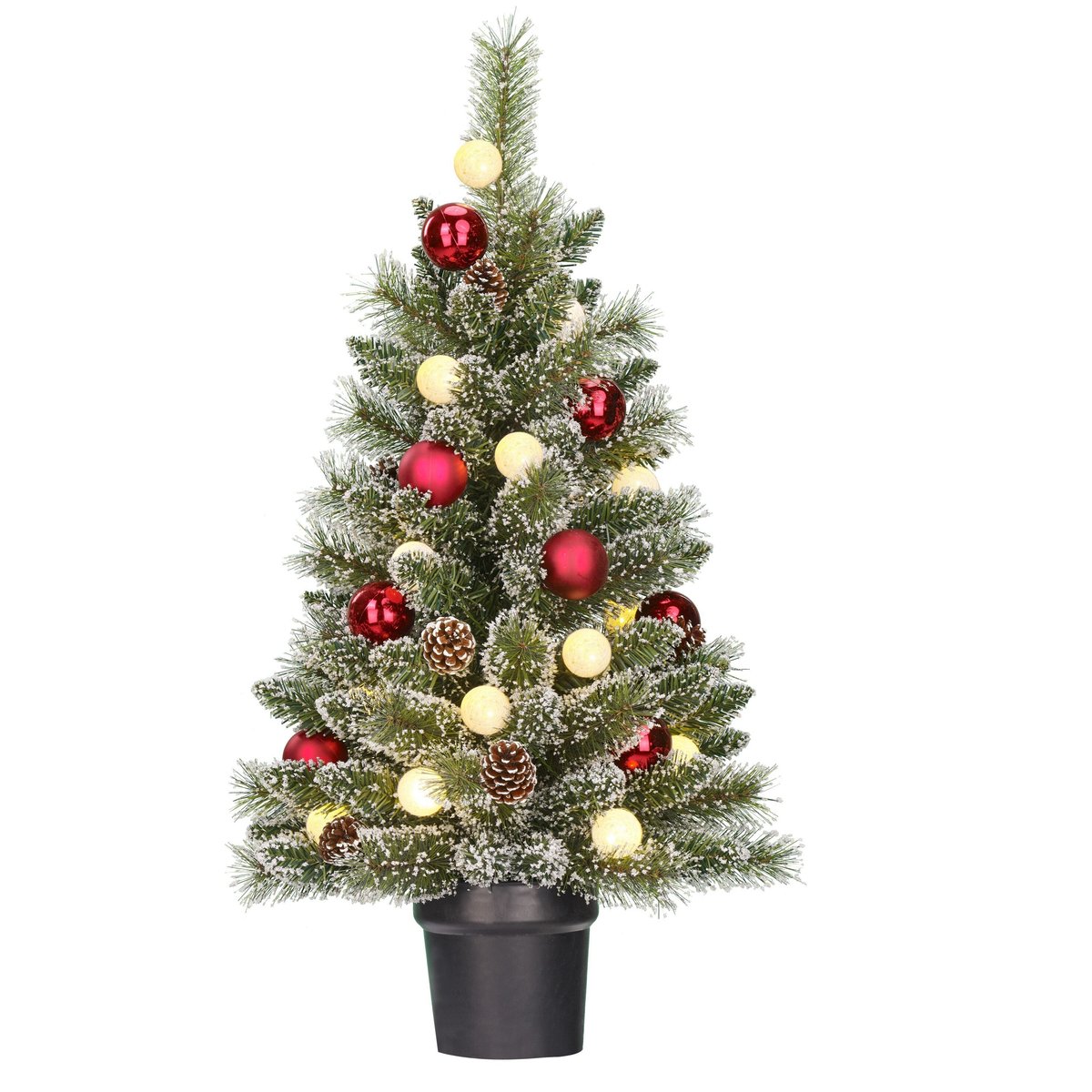 Sapin de Noël artificiel avec décorations et LED H90 cm KAPRUN vert, BLACK BOX TREES