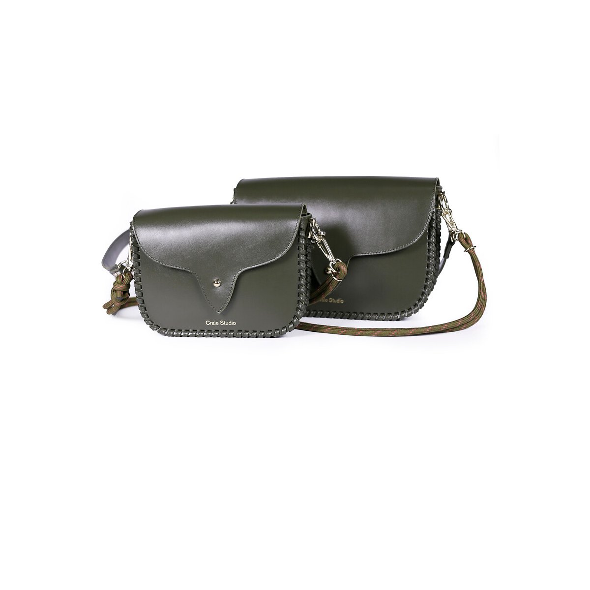 Sac besace en cuir, WEST vert foncé, CRAIE STUDIO