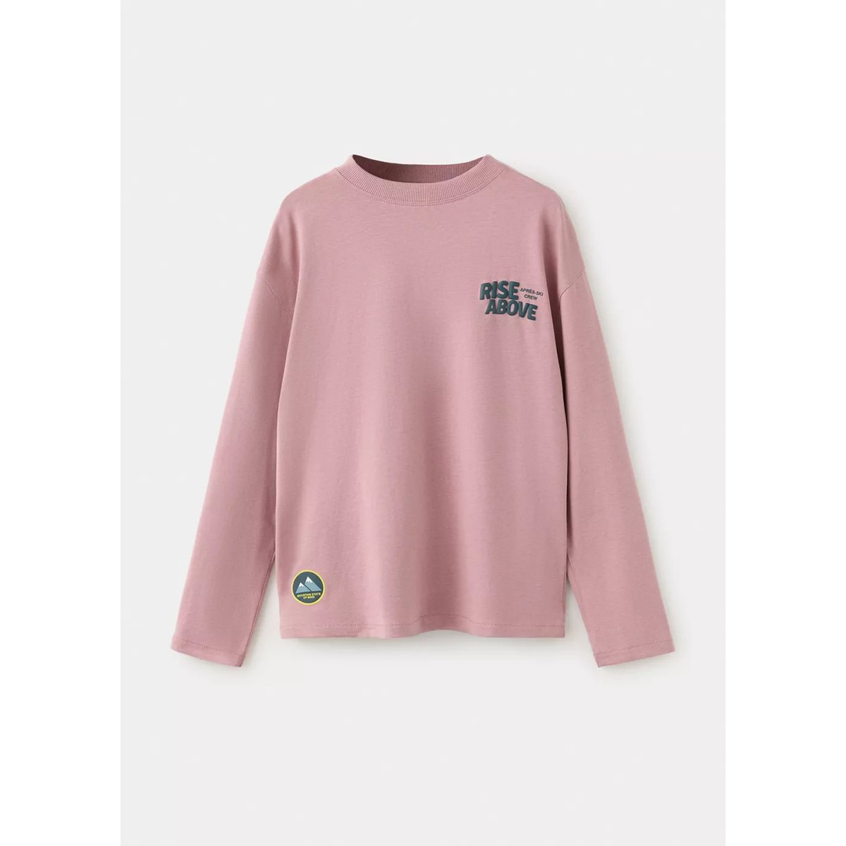 T-shirt en coton avec motif ski et message imprimés rose pâle, MANGO KIDS