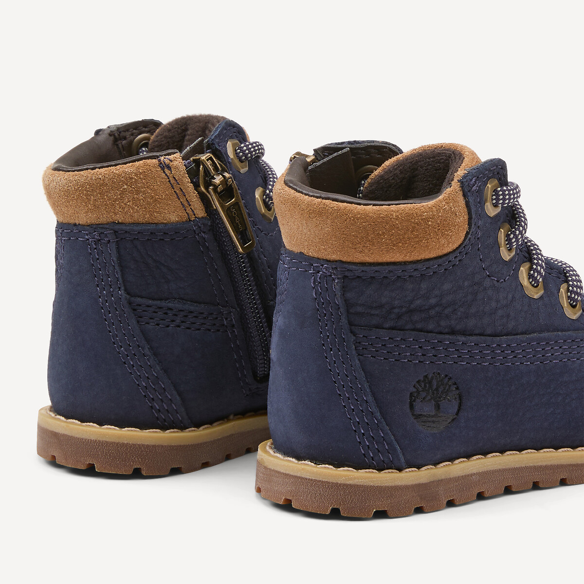 Bottines en cuir, à lacets et zippées, POKEY PINE MID LACE bleu marine, TIMBERLAND
