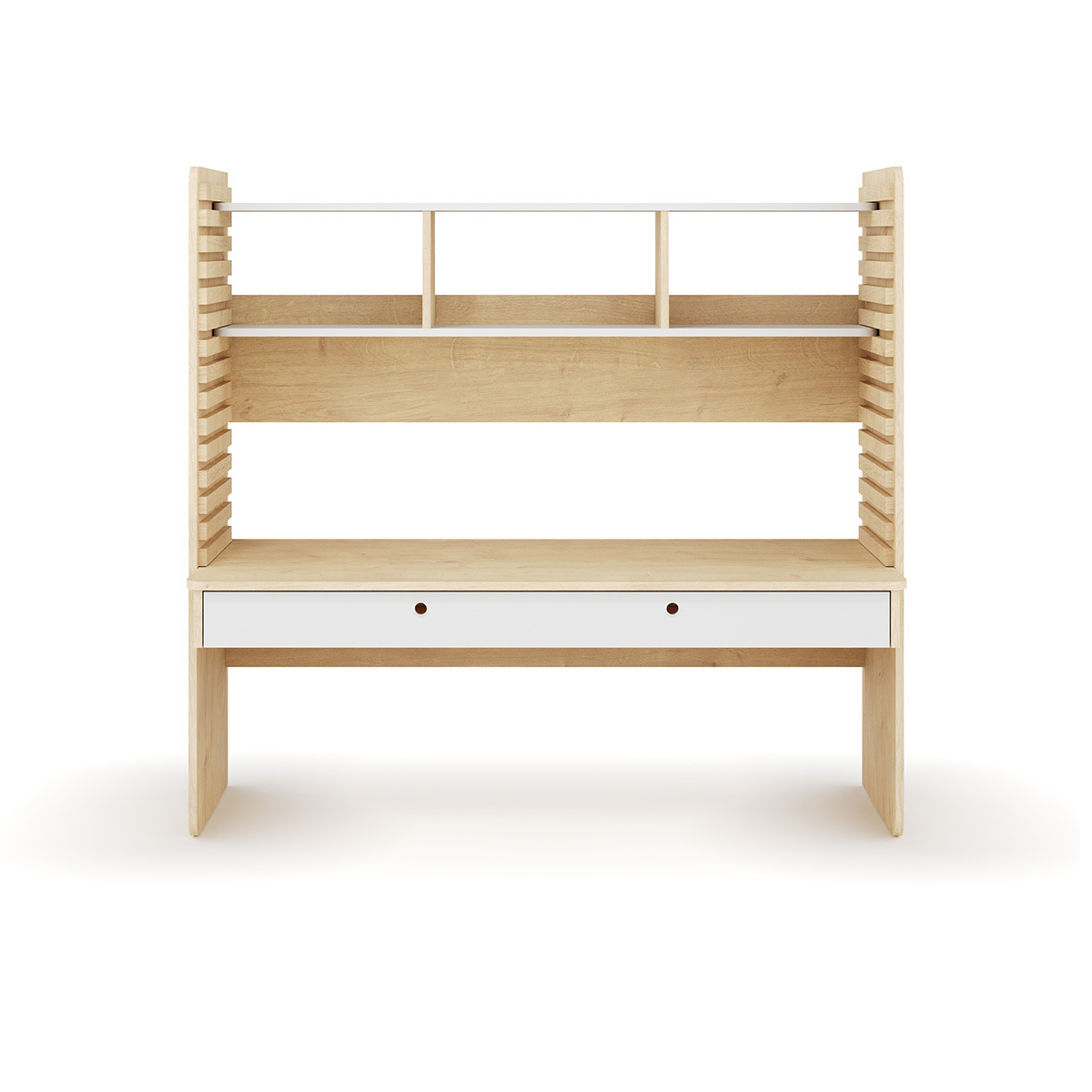 Bureau évolutif avec rangement LEWIS bois et blanc, AKITEN RETAIL