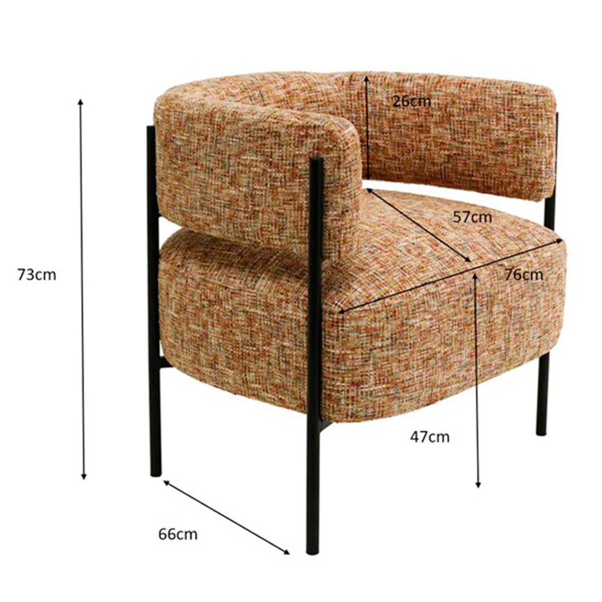 Fauteuil en polyester mélangé, LILJA orange, KARE DESIGN