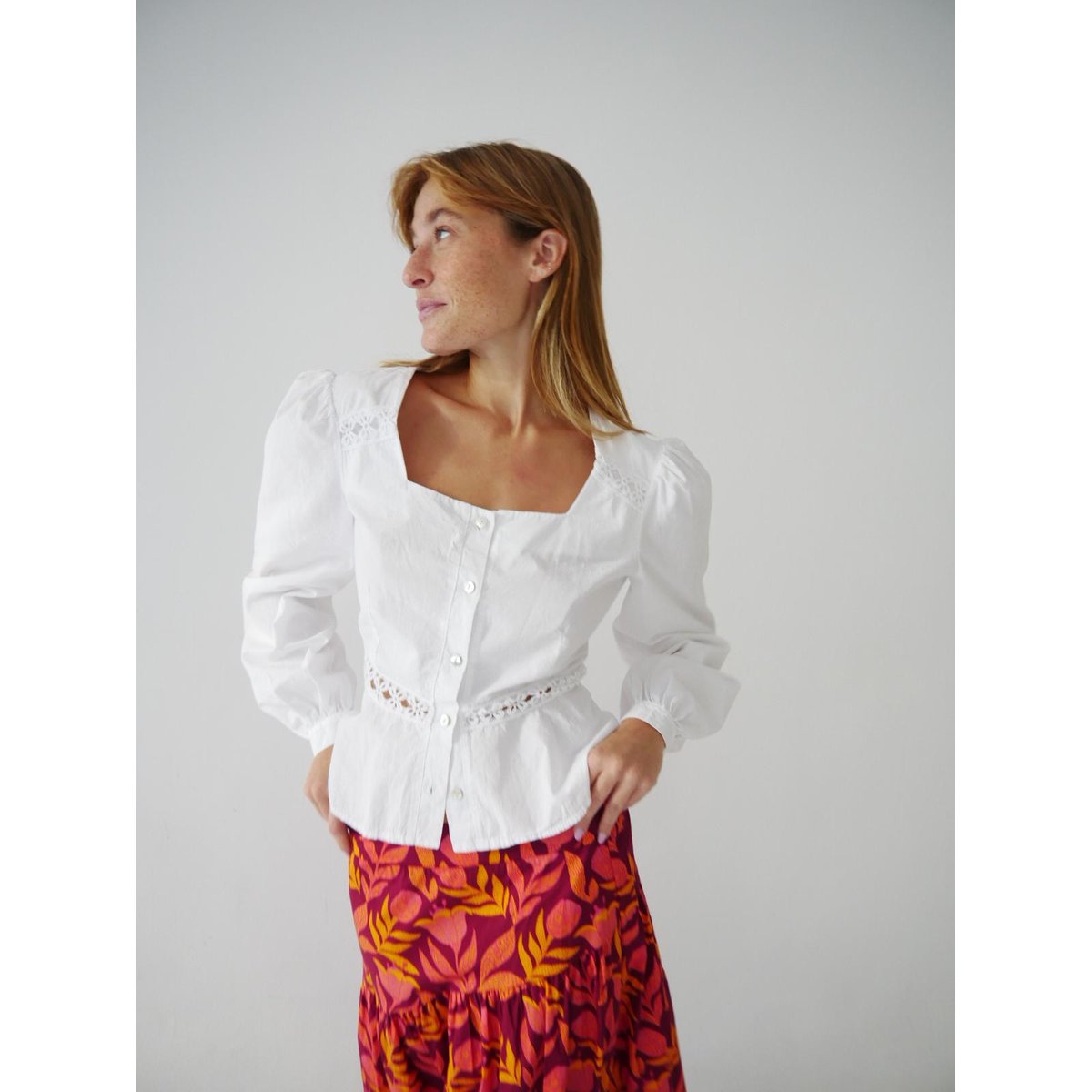 Blouse popeline dentelle ROMA blanc, MINDTRAVELER