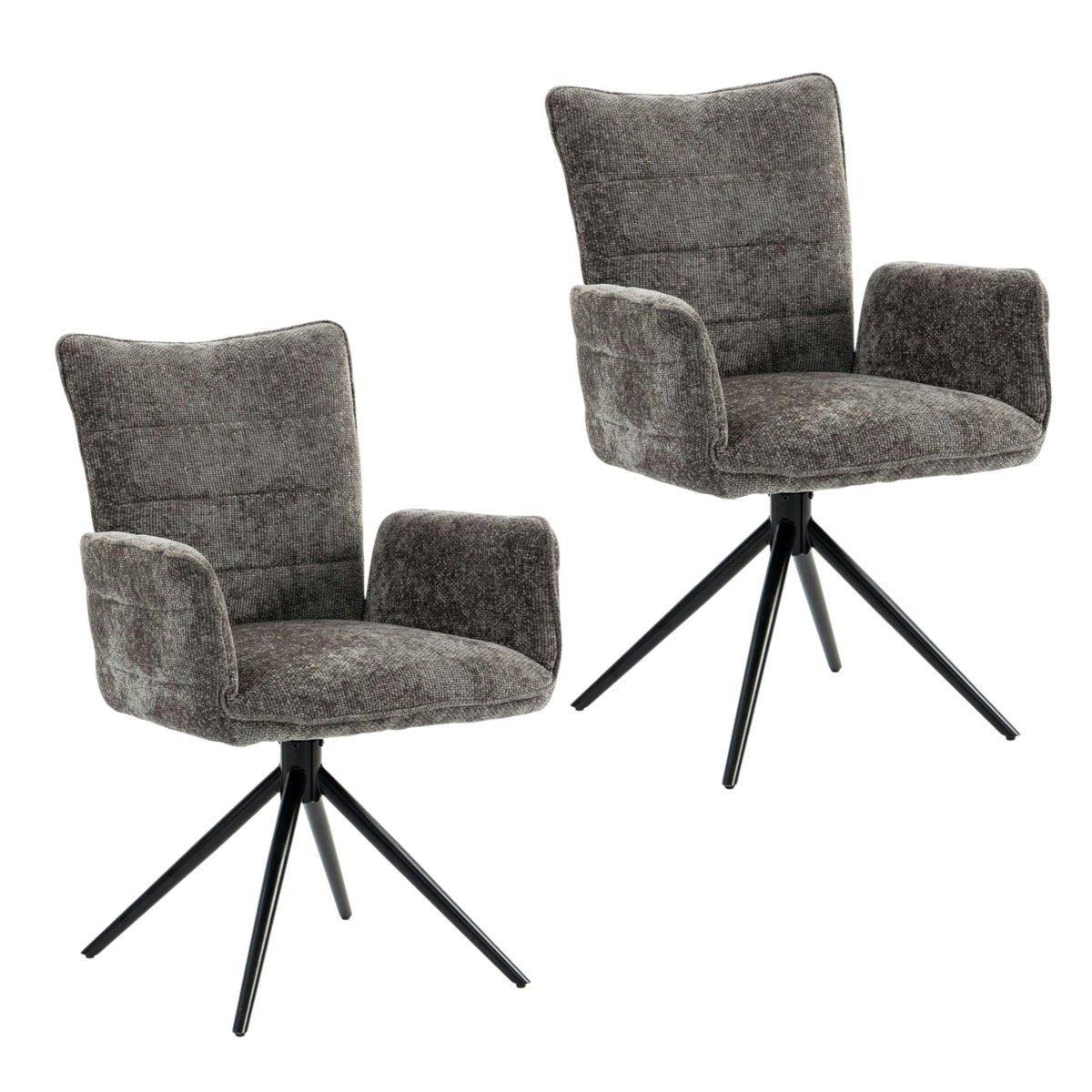 Fauteuil de table en tissu texturé (lot de 2) RIVANO anthracite, PIER IMPORT