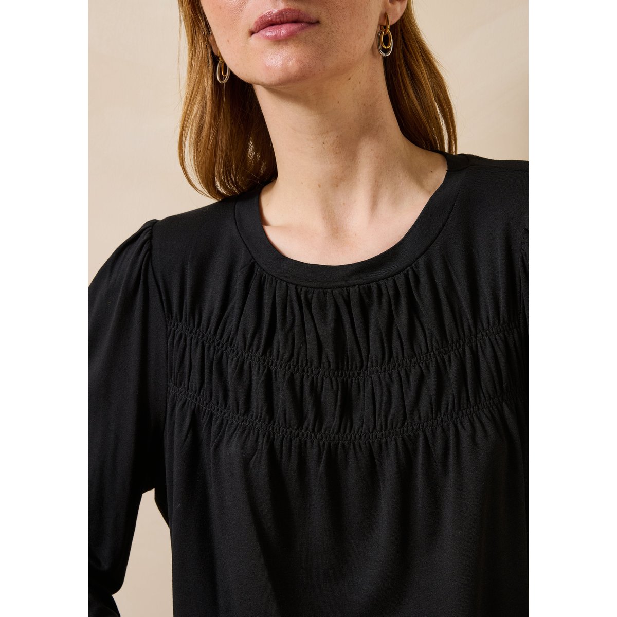 T-shirt fluide en modal manches longues noir, LA FEE MARABOUTEE