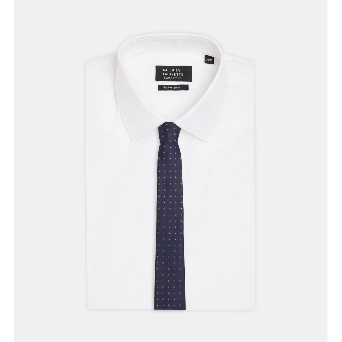 Cravate maflower fleurie bleu marine, GALERIES LAFAYETTE
