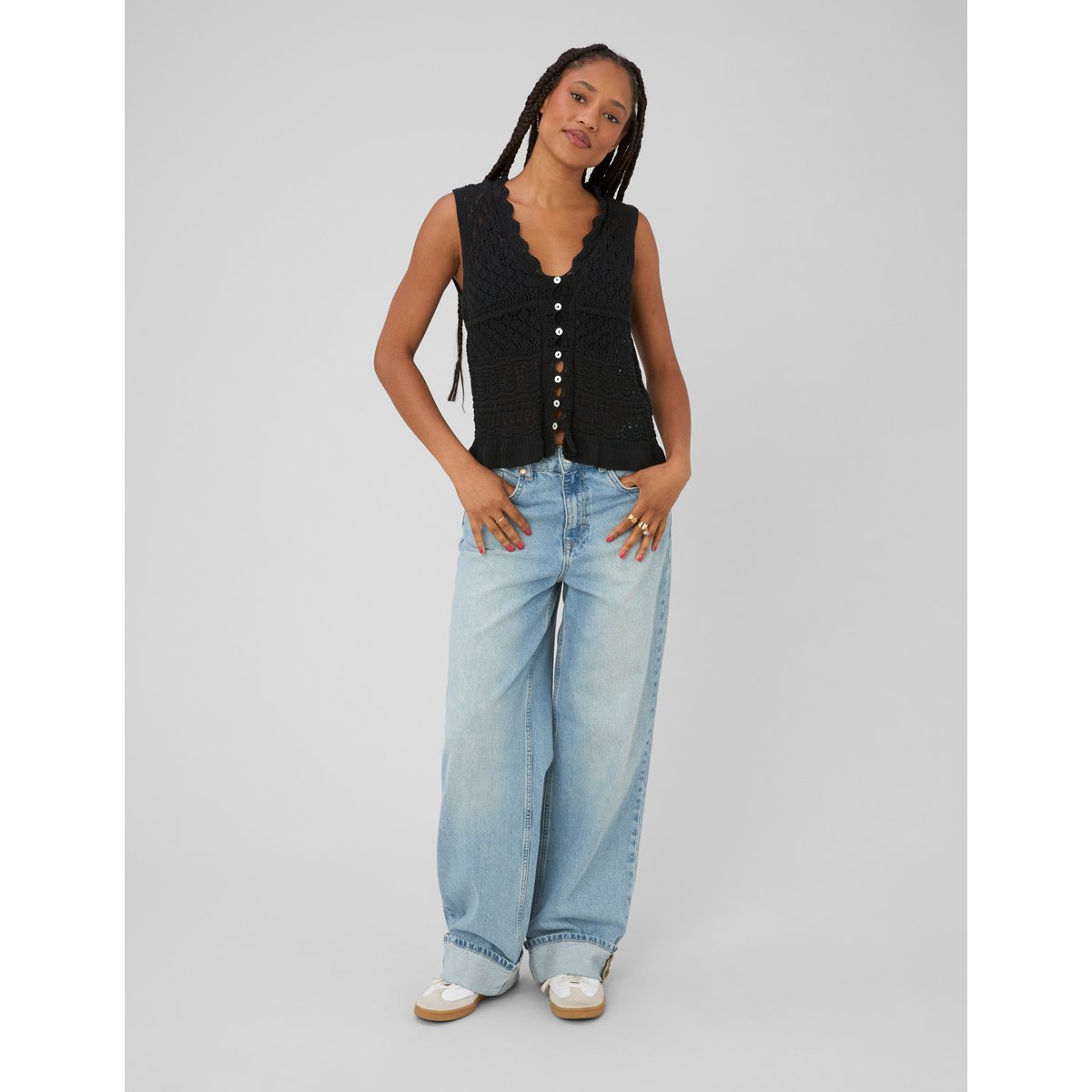 Gilet sans manches crochet noir, BZB