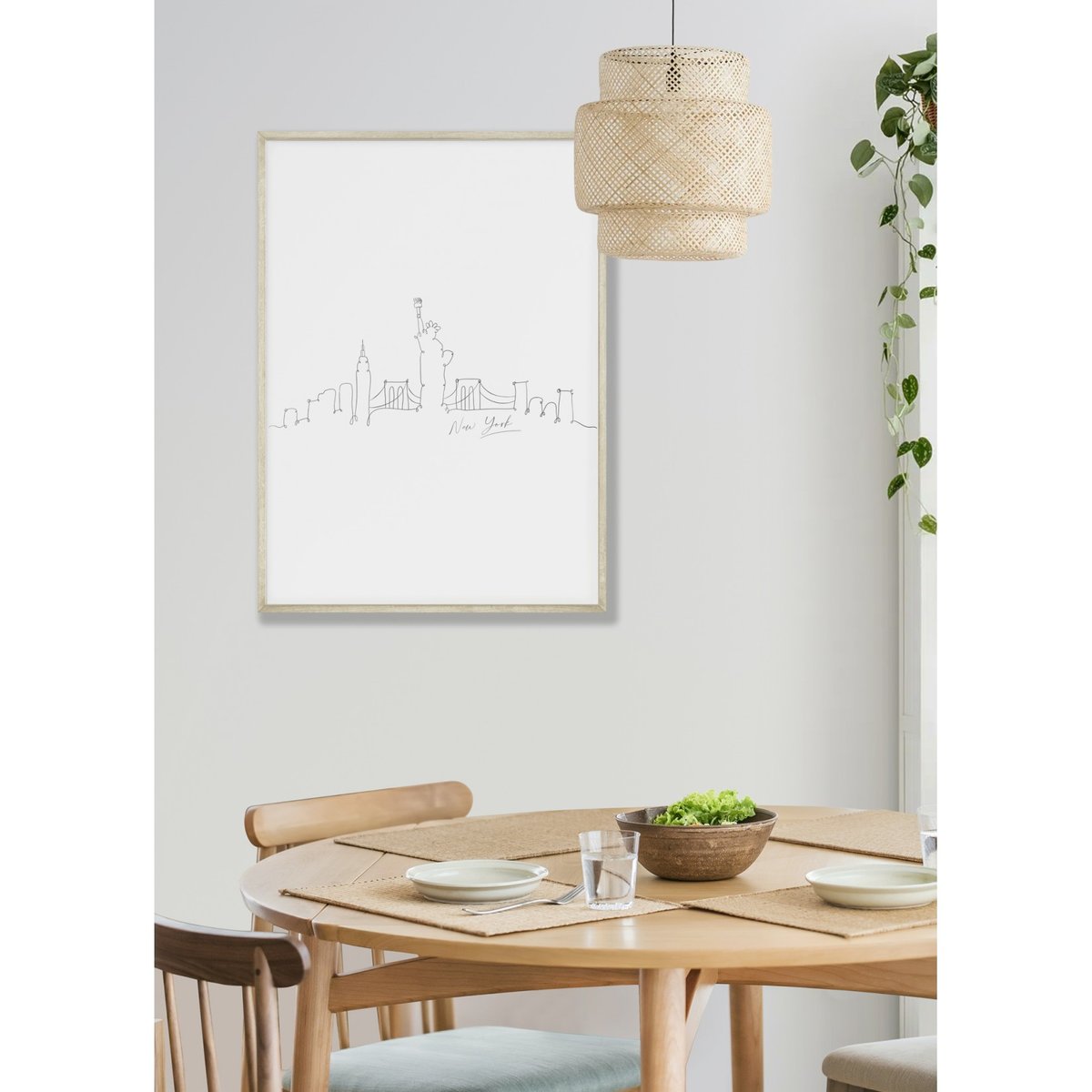Affiche Line Art New York blanc, L'AFFICHERIE
