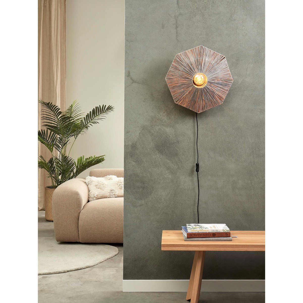 Lampe Murale Raphia PANAMA gris foncé, GOOD & MOJO