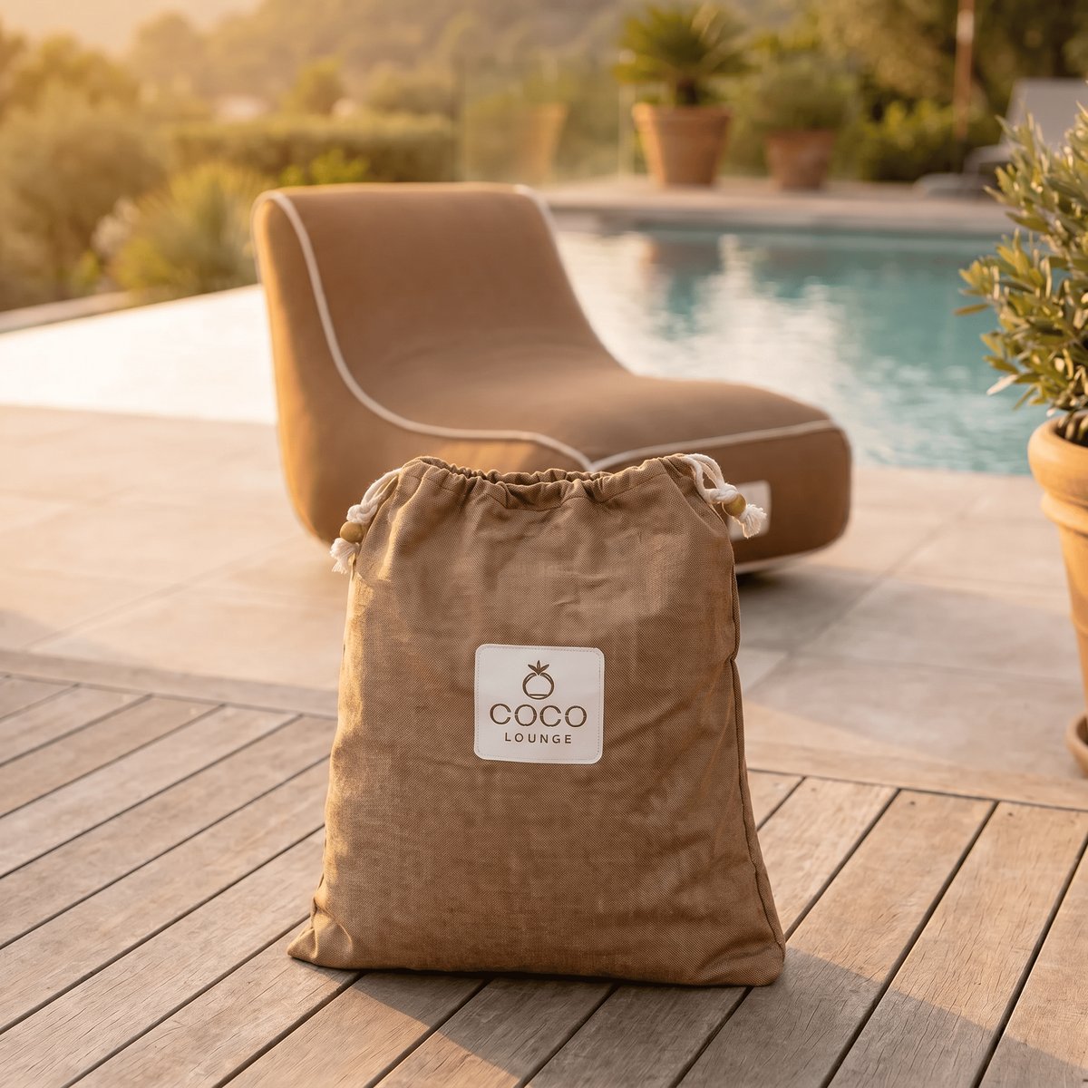Fauteuil gonflable riviera en olefin couleur vert d'eau 105x75x75 cm chocolat, COCO LOUNGE