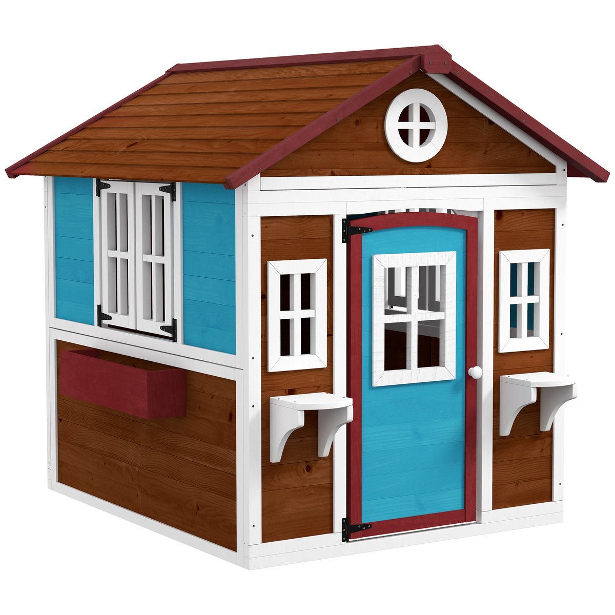 Maisonnette pour enfants Bois massif Marron marron, OUTSUNNY