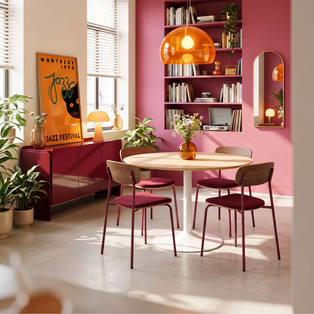Table à manger ronde plaqué chêne Ø110x74 cm, AMBER bois, OVIALA