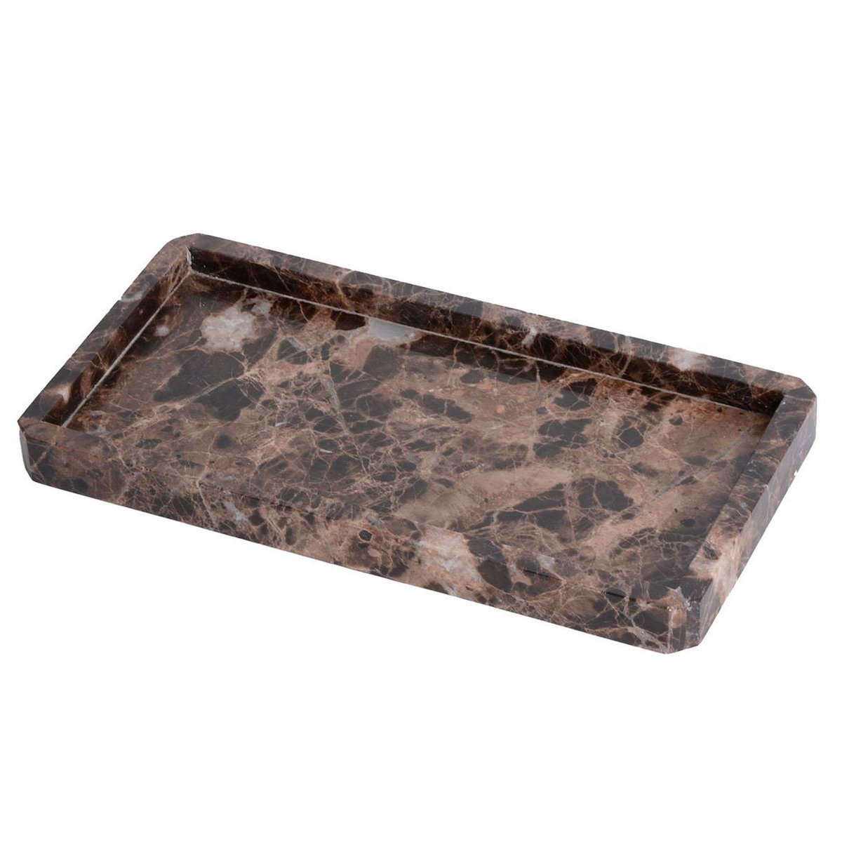 Plateau de présentation salle de Bain marbre brun 25.5x15.5x2cm marron, WADIGA