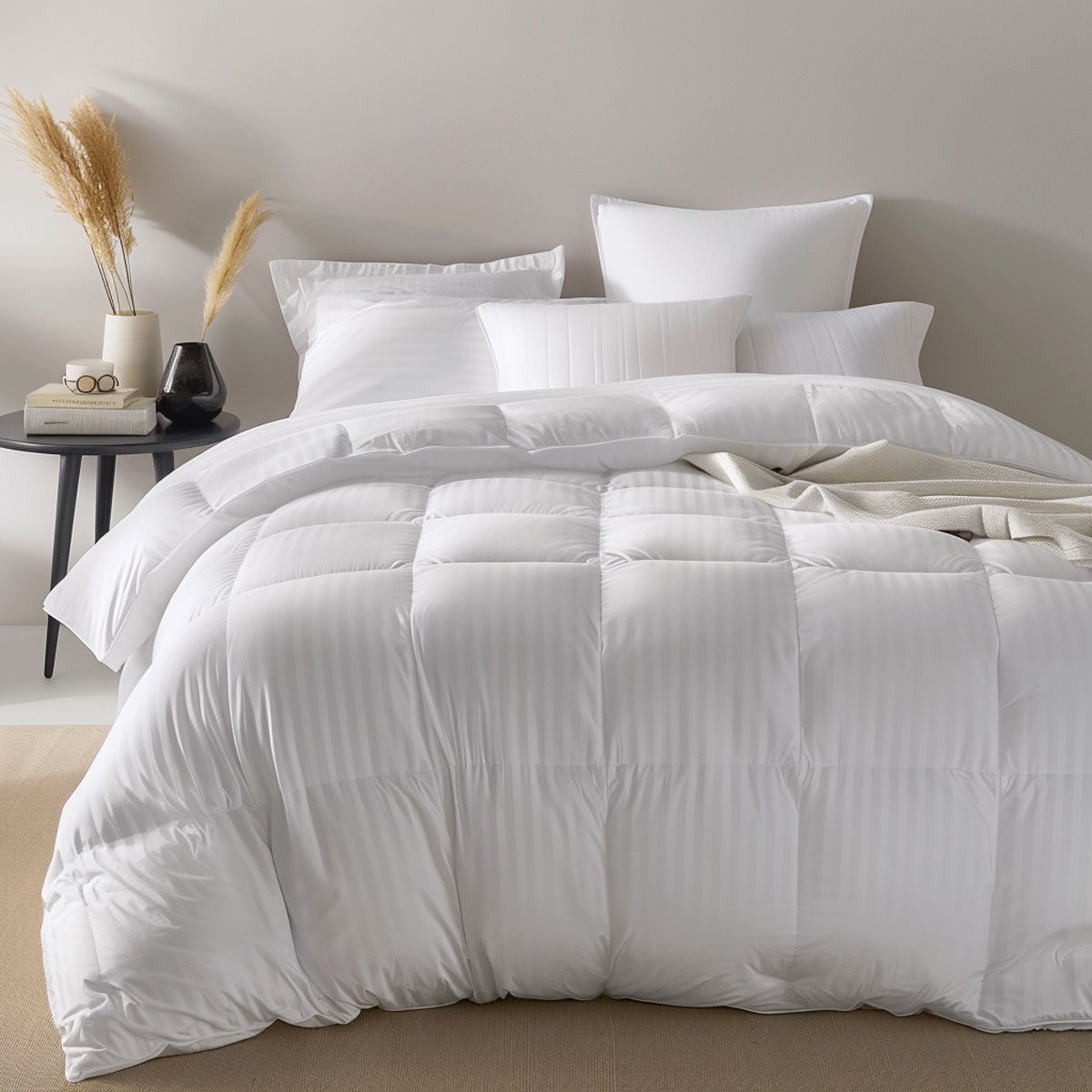 Couette Satin rayé - CHAUDE blanc, TOISON D OR