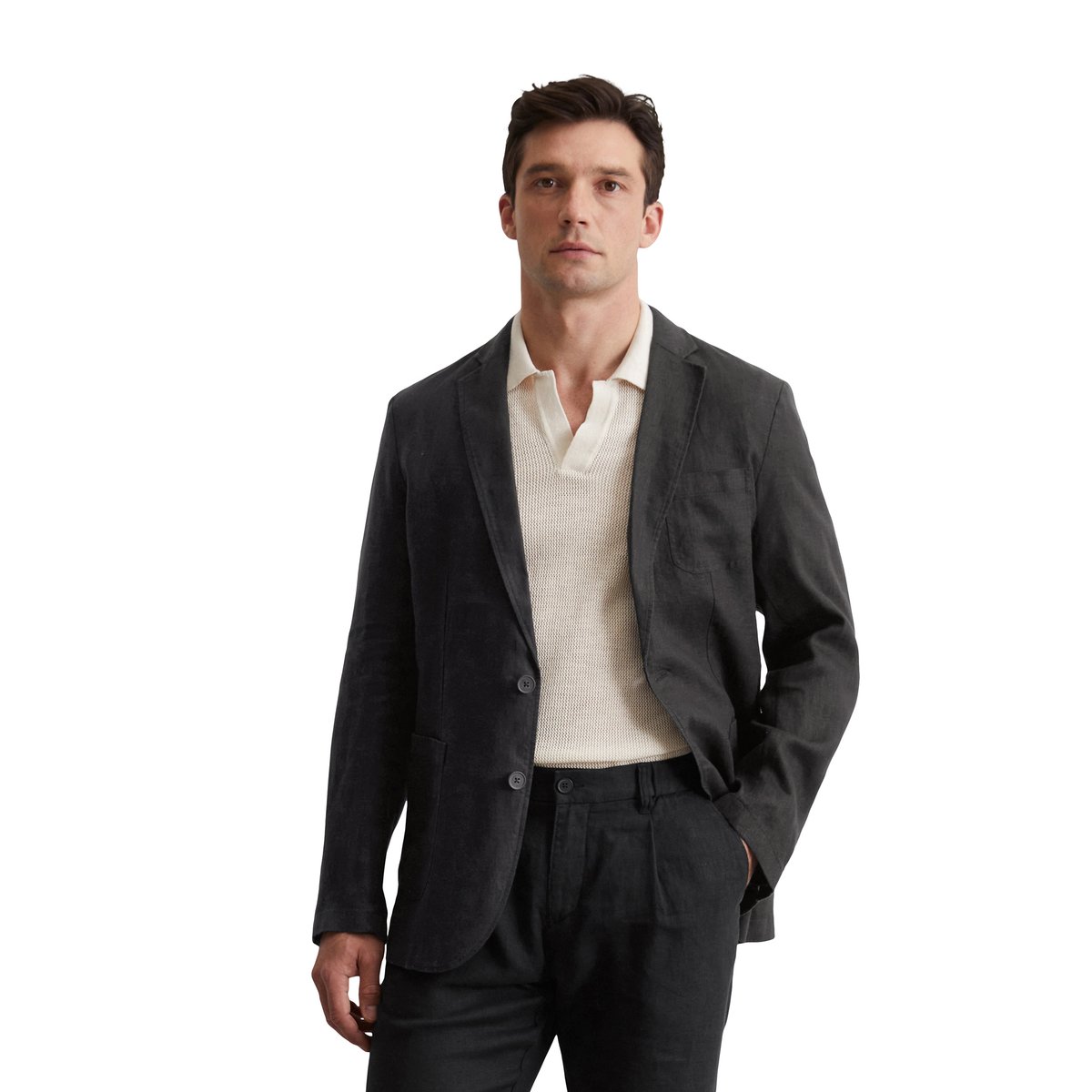 Veste shaped en pur lin noir, MARC O'POLO