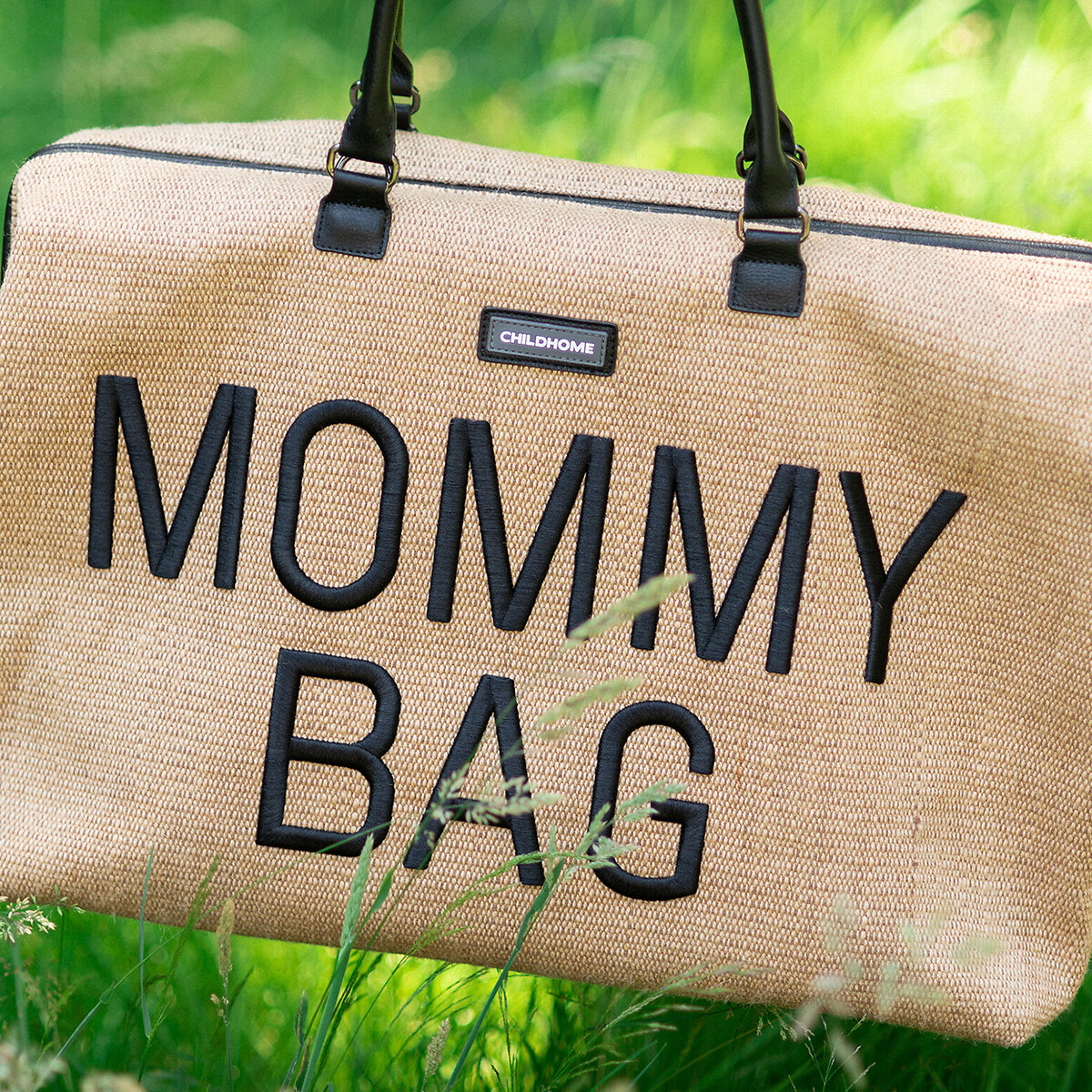 Luiertas mommy bag, raffia beige , CHILDHOME