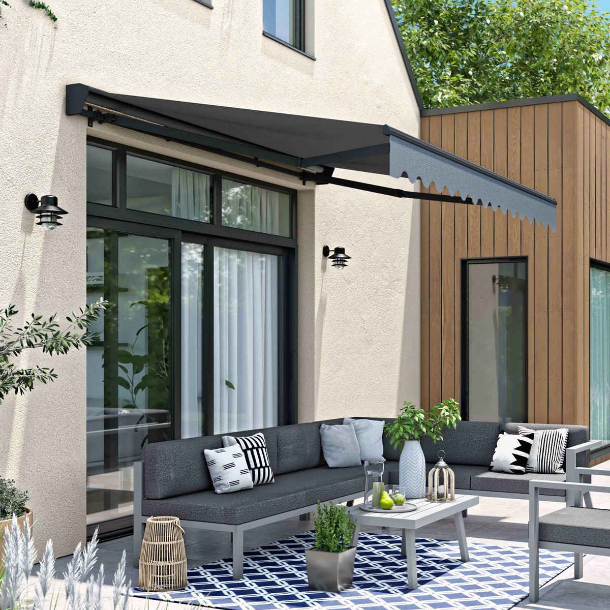 Store banne avec semi coffre 3 x 2,50 m, PAIMPOL gris, OVIALA