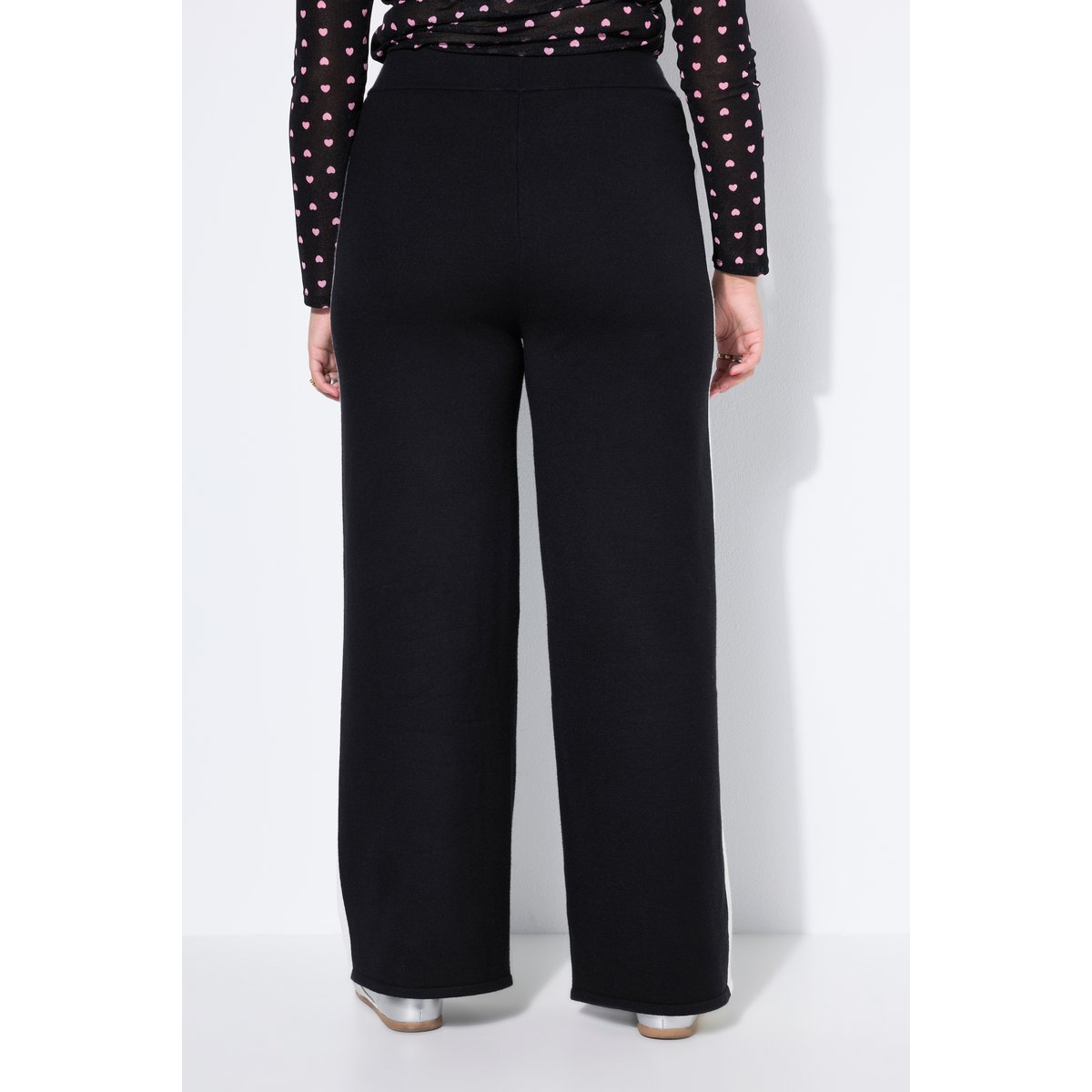 Pantalon droit en maille à taille élastique noir, STUDIO UNTOLD
