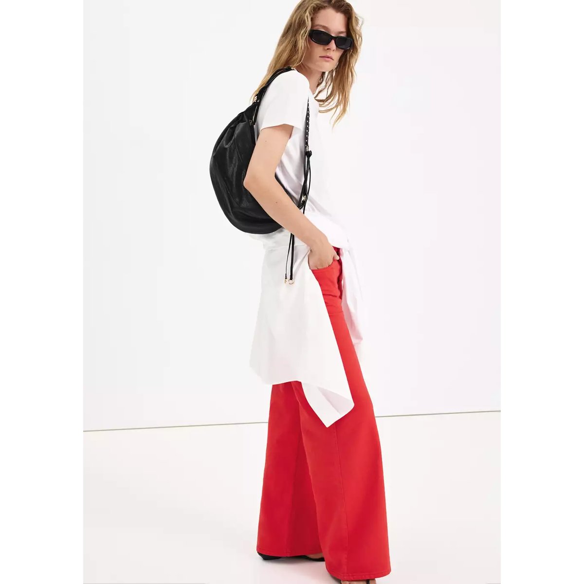 Sac porté épaule ovale noir, MANGO