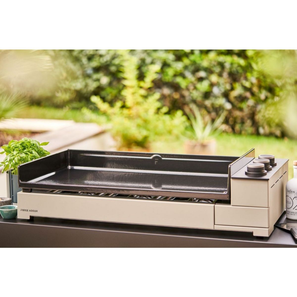 Plancha gaz Premium Acier 75 NG noir gris 3 brûleurs à poser, 73.2x40.9 cm gris, FORGE ADOUR