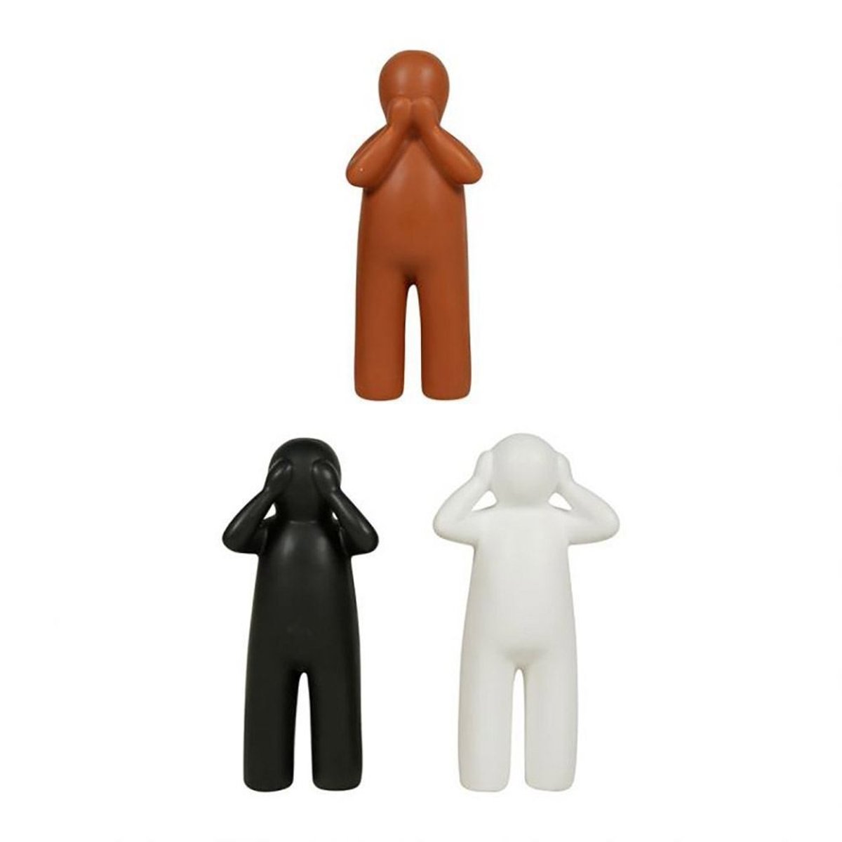 Lot de 3 statuettes céramique bonhommes 16 noir, DECORATIE