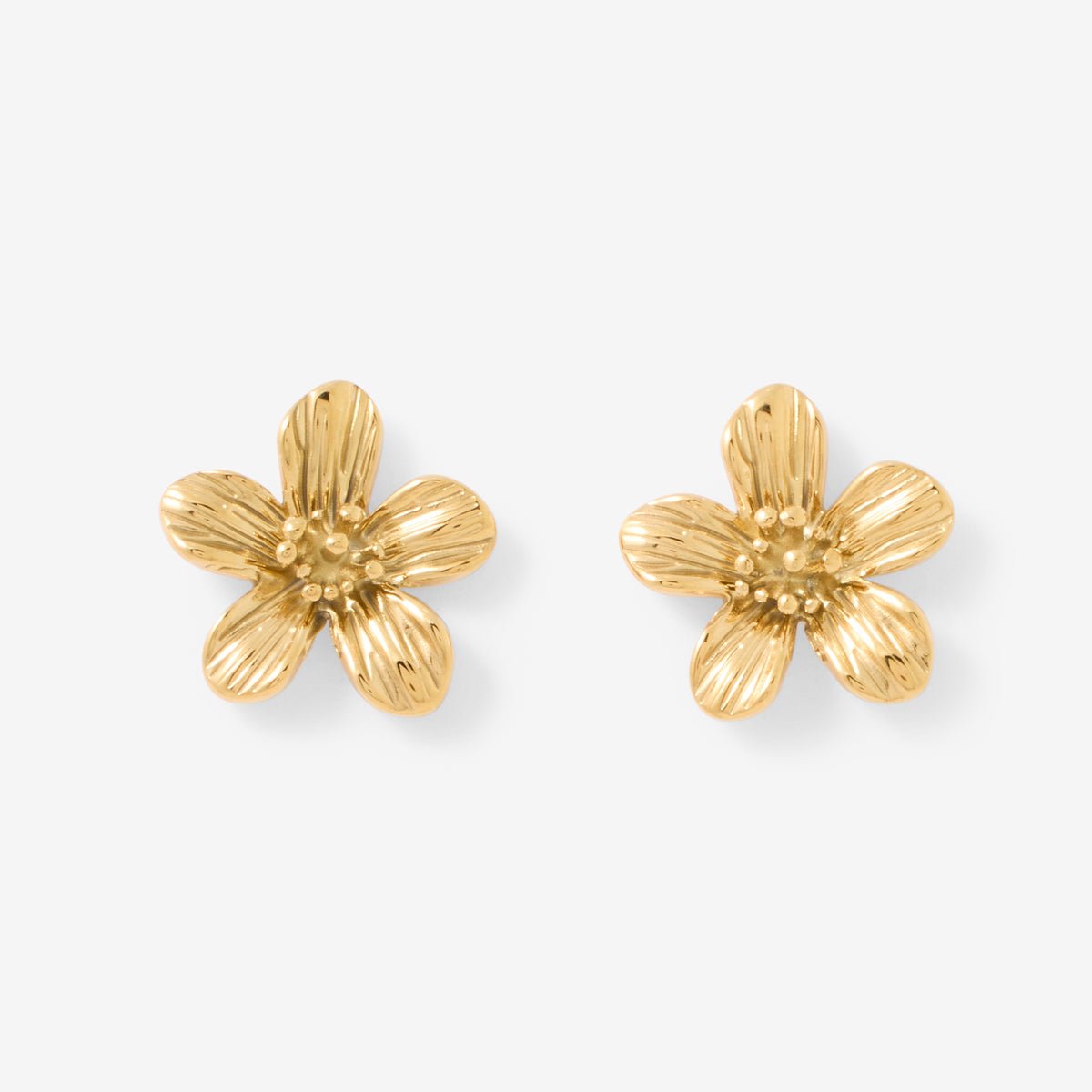 Boucles d'oreilles fleur acier inoxydable doré, BALABOOSTE