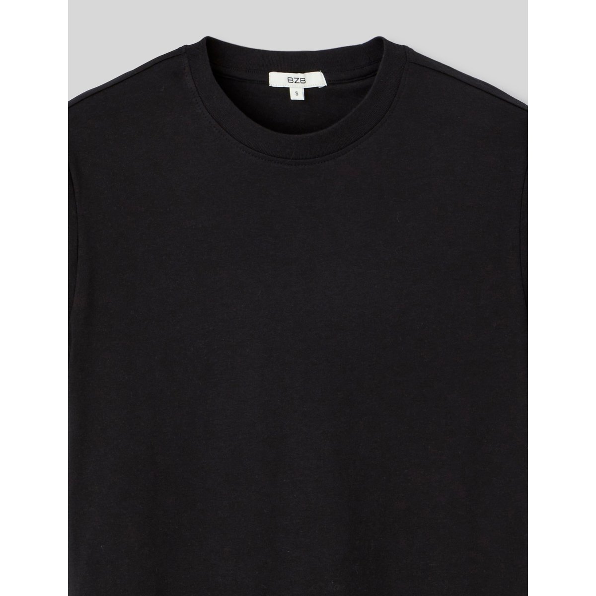 T-shirt basique col rond noir, BZB