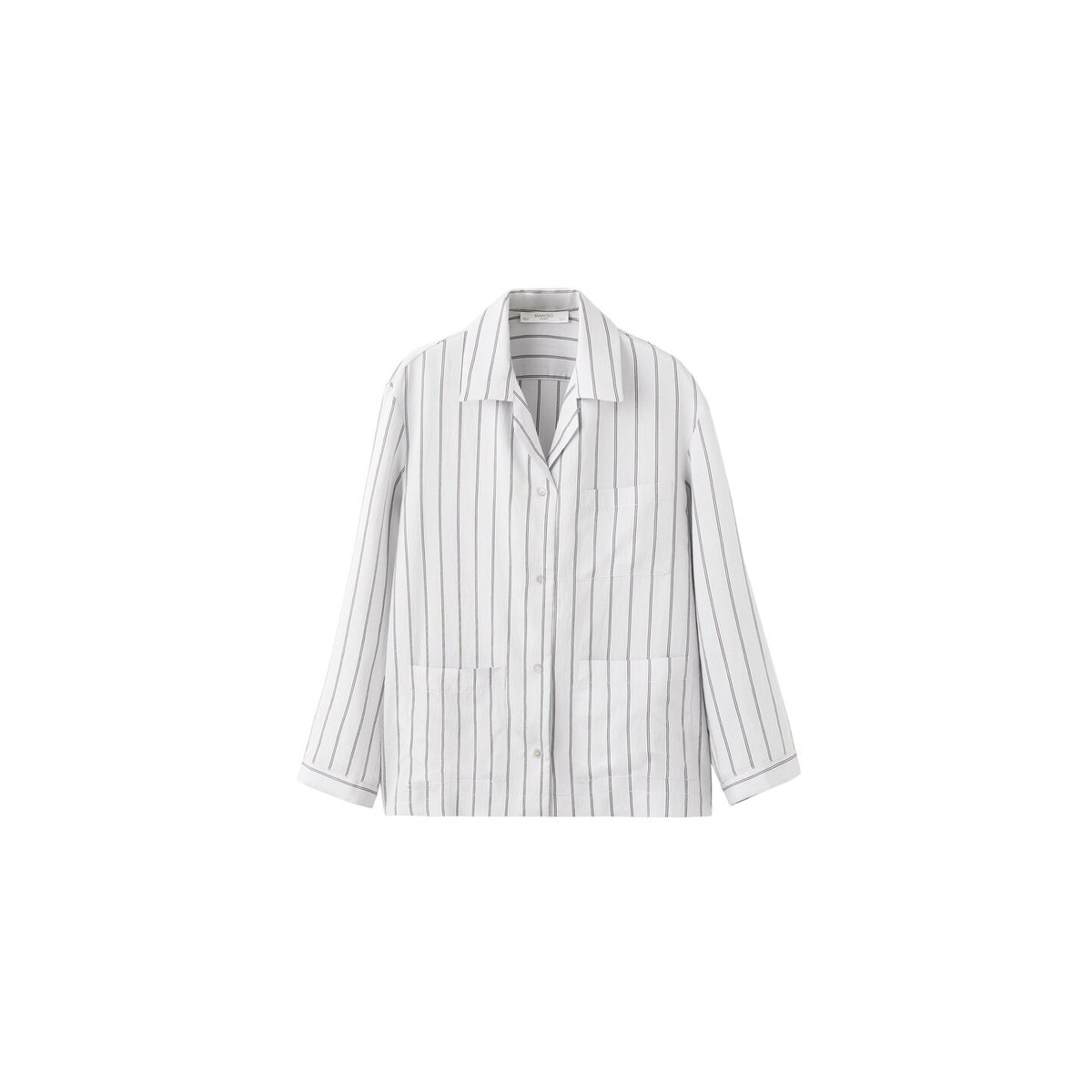 Chemise de pyjama à rayures avec poche avant gris, MANGO