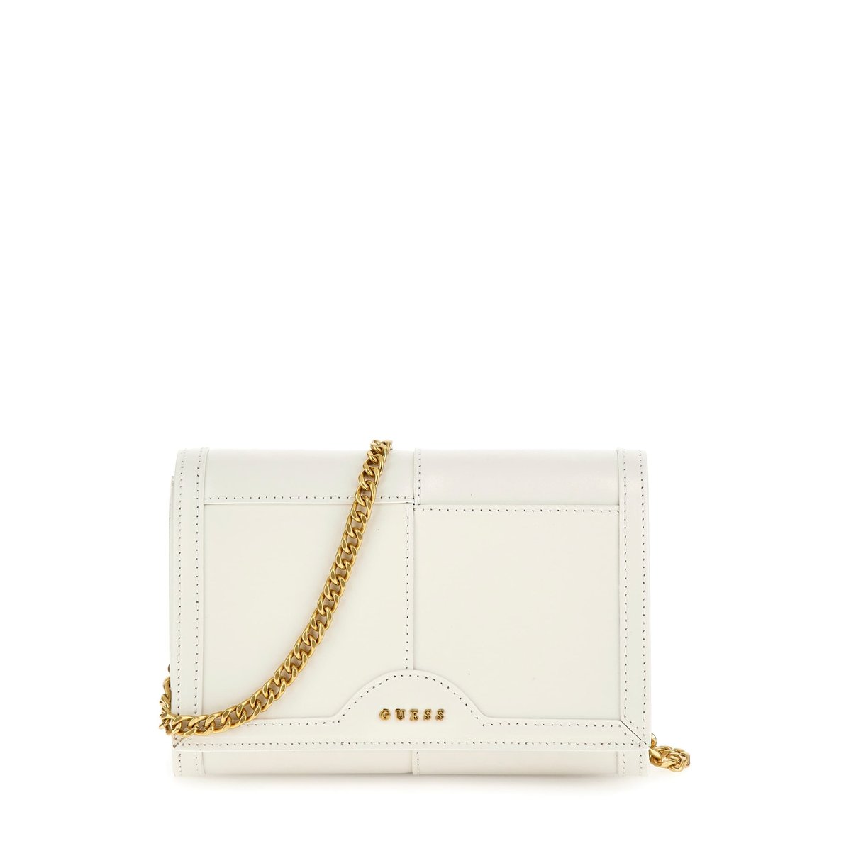 Portefeuille Isa En Cuir Véritable blanc, GUESS