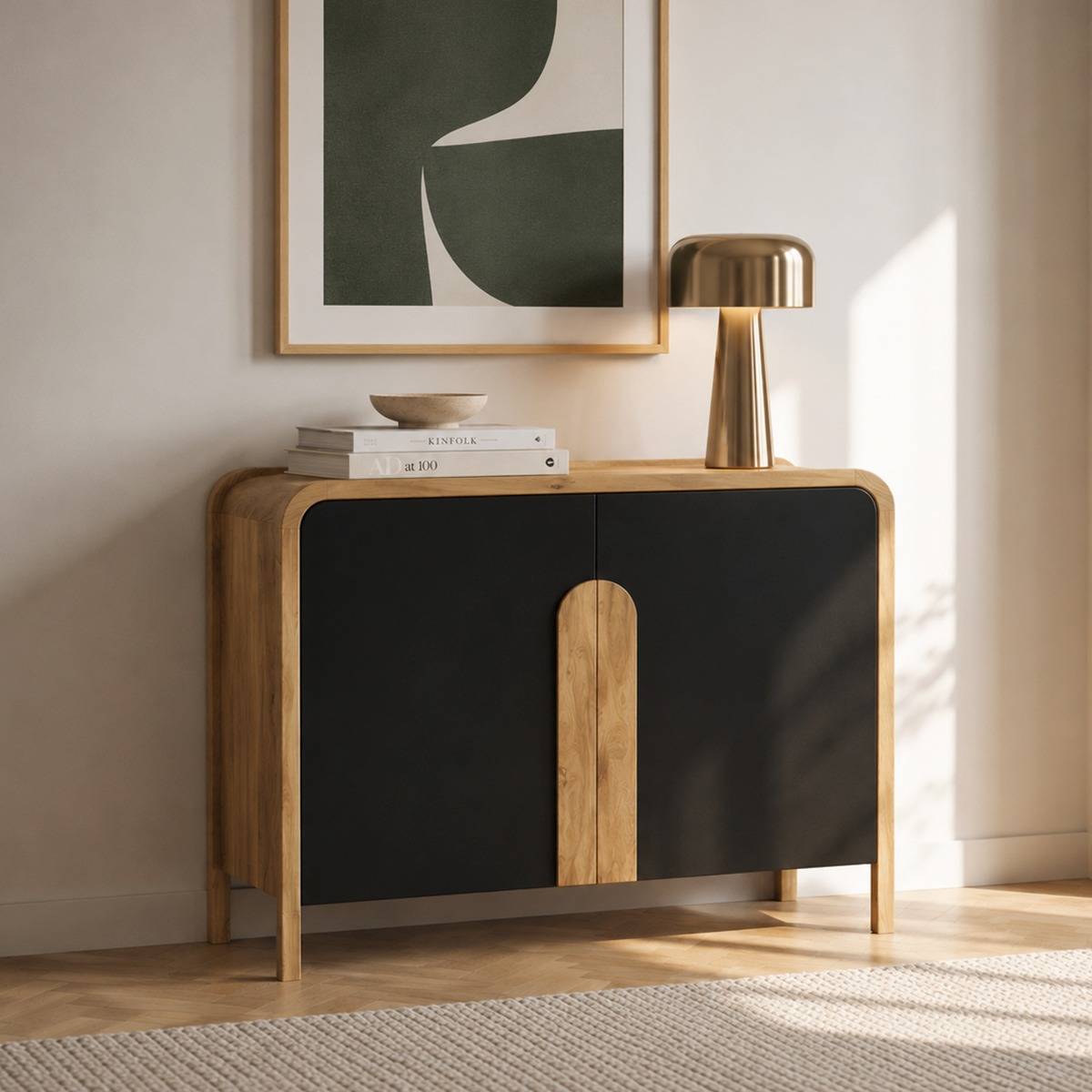 Buffet en bois d'acacia CESAR noir, MADE IN MEUBLES