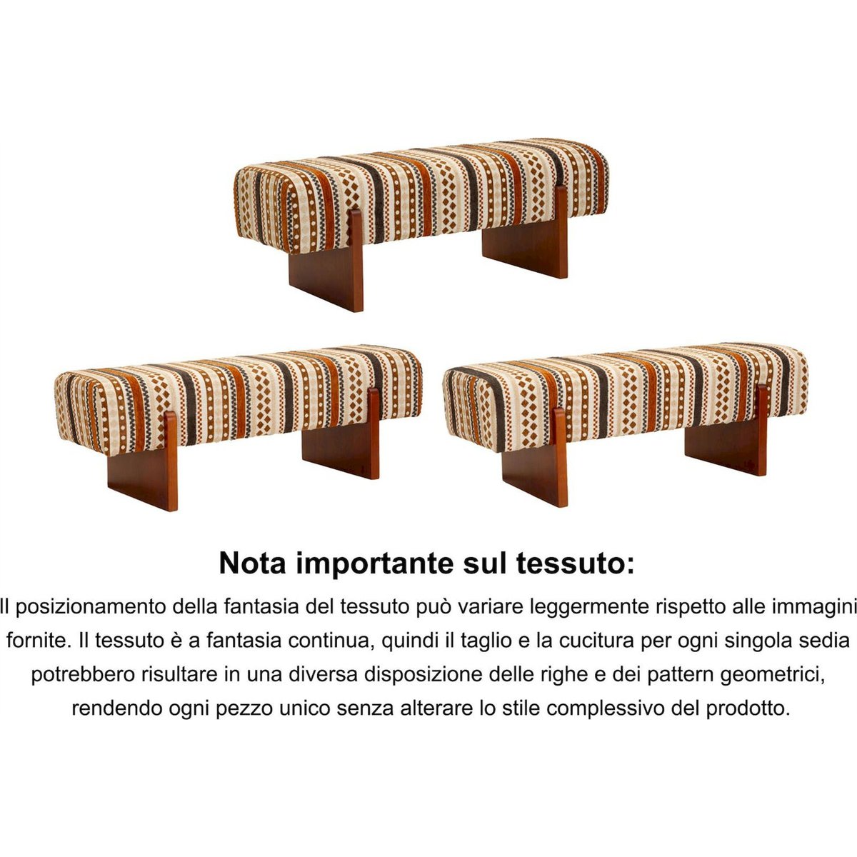 Banc ethnique pieds en bois massif MODERN multicolore, RECOLLECTION