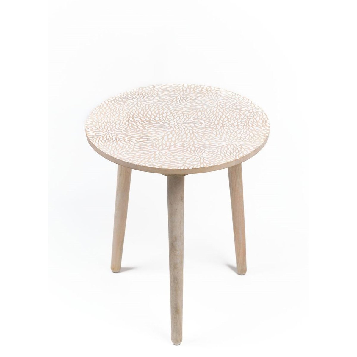 Bout de canapé imprimé motif devant bois MANGO WOOD beige, FACTORY