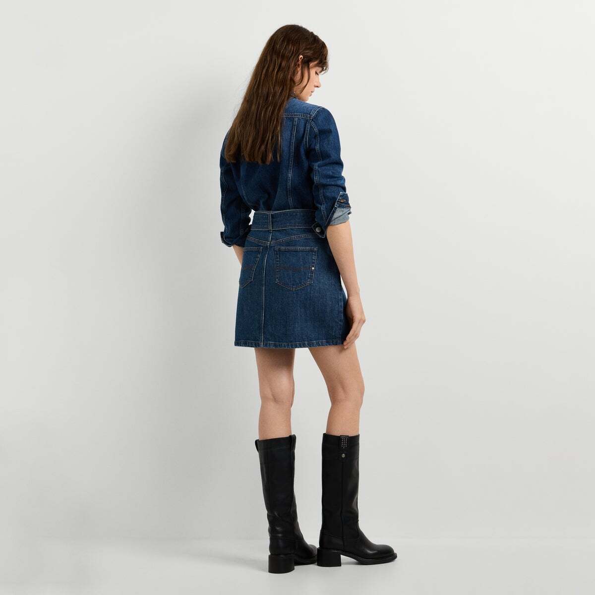 Jupe Courte Coupe Regular En Denim 13oz bleu comfort denim, PEPE JEANS