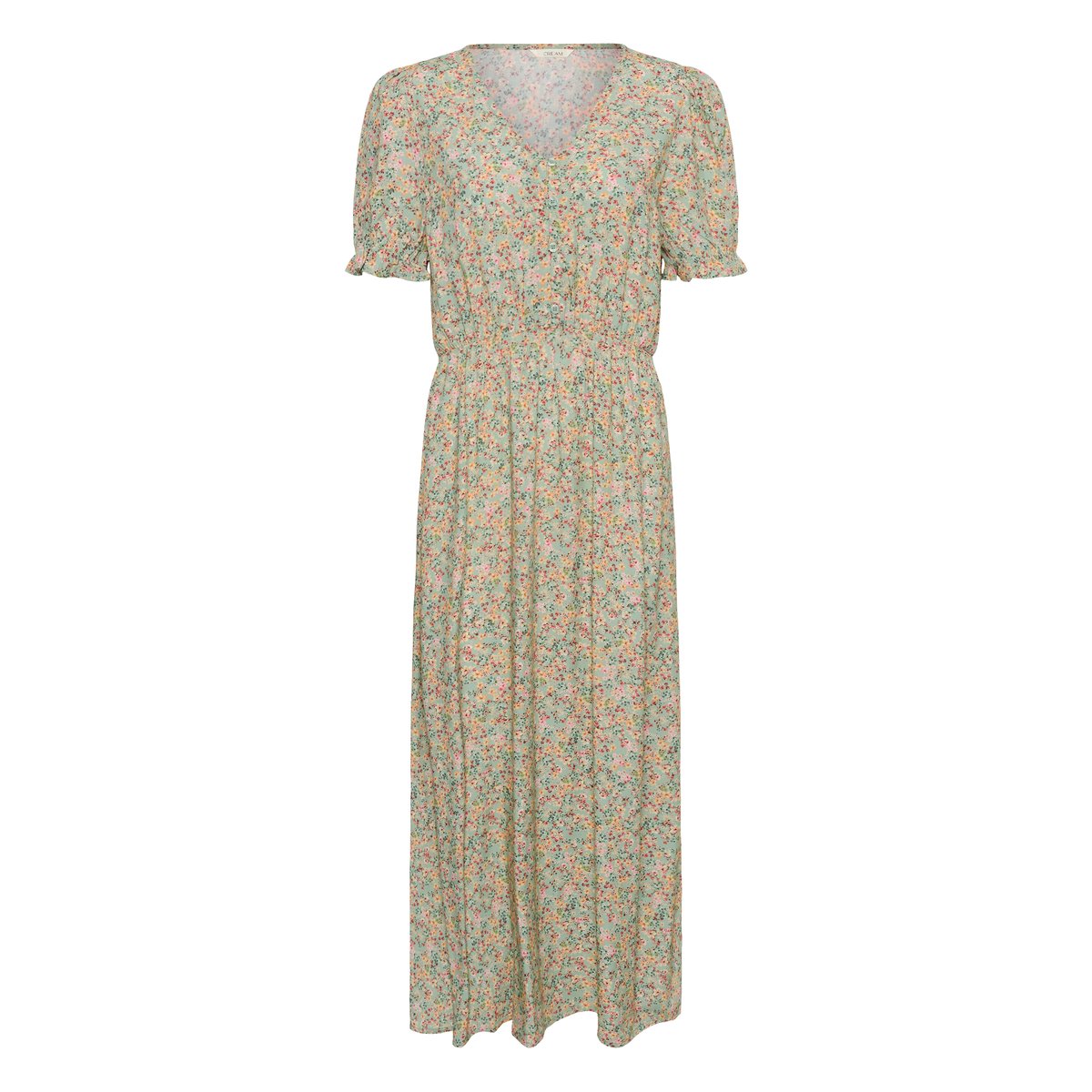 Robe vert green flower print, CREAM