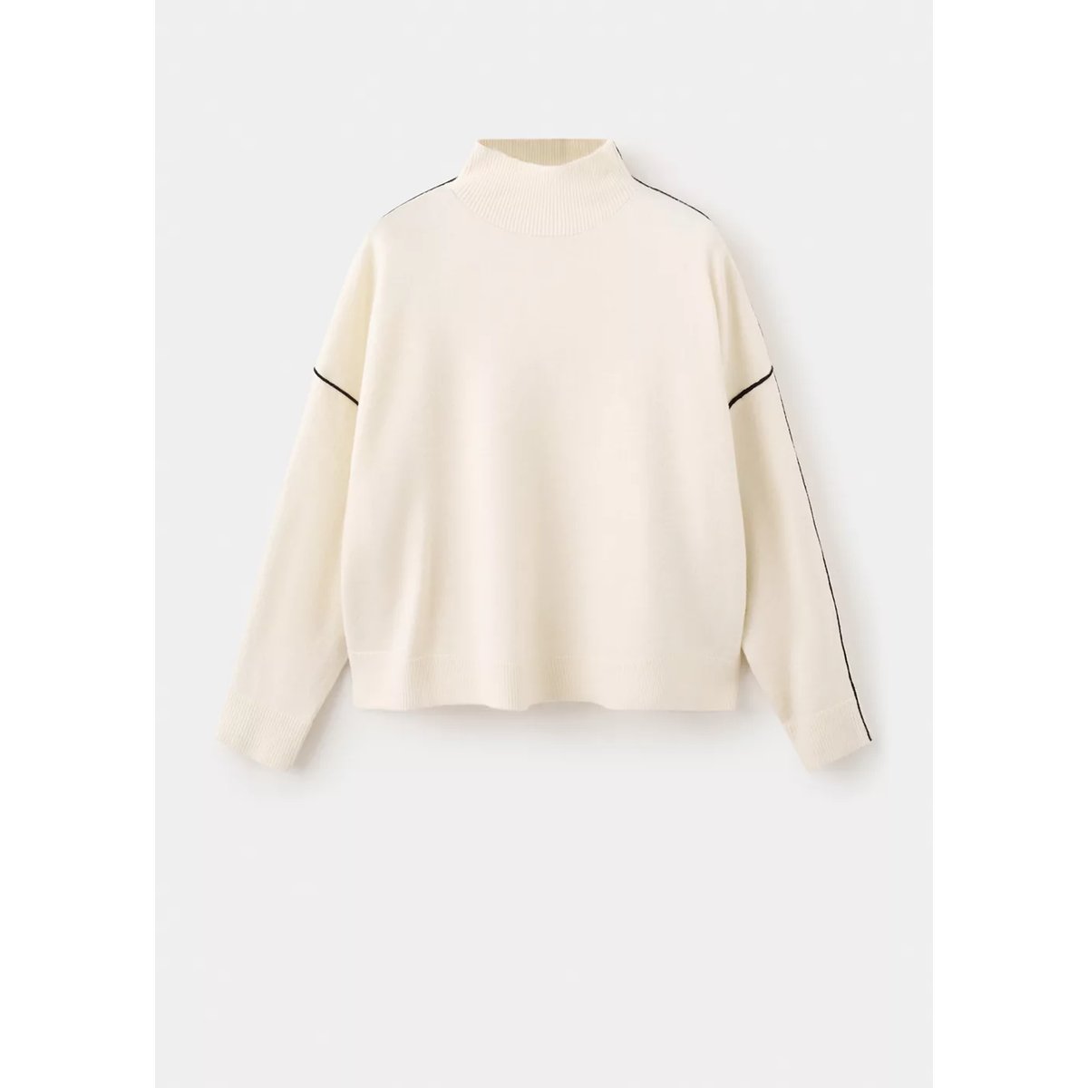Pull col cheminée à rayures en contraste écru, MANGO