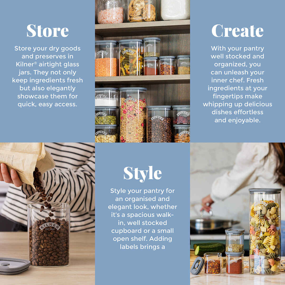 4-Piece Fresh Storage Pantry Set transparent, KILNER