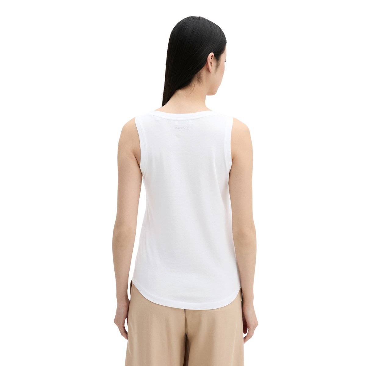 T-shirt sans manches regular en coton organique blanc, MARC O'POLO