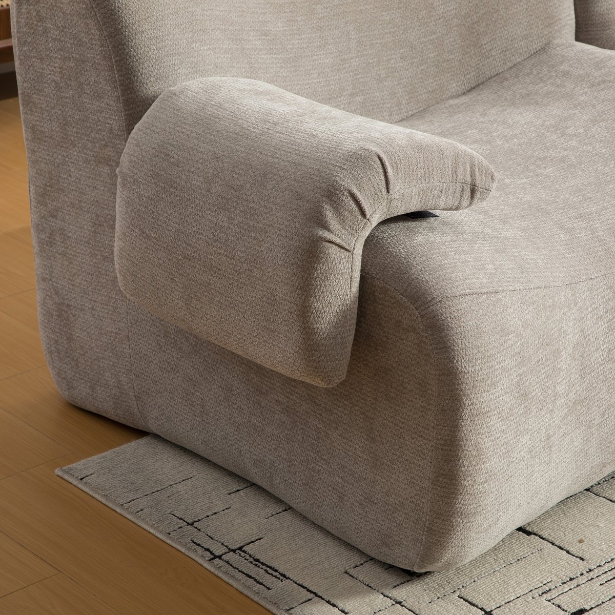 Canapé droit compressé 2 places design moderne, CLOUD taupe, MEUBLES COSY
