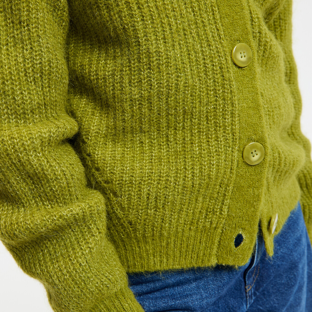 Chaqueta cuello de pico, mezcla de alpaca, Signature GILDAS caqui, LA REDOUTE COLLECTIONS