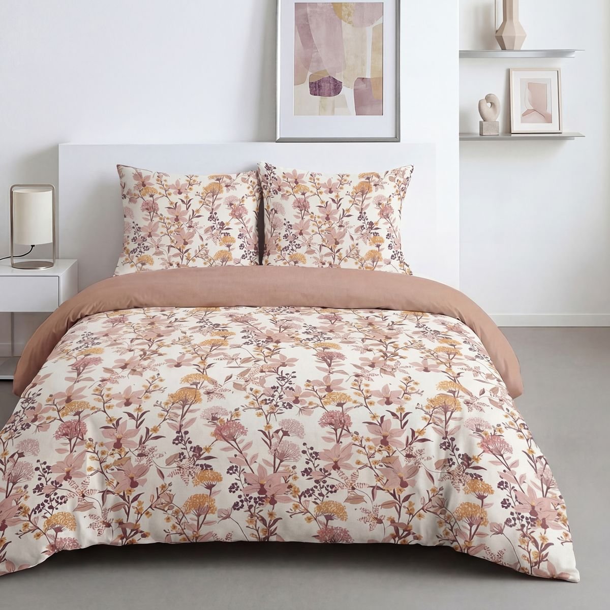 Parure de lit imprimé Floral SUNSHINE ESMEE rose, TODAY