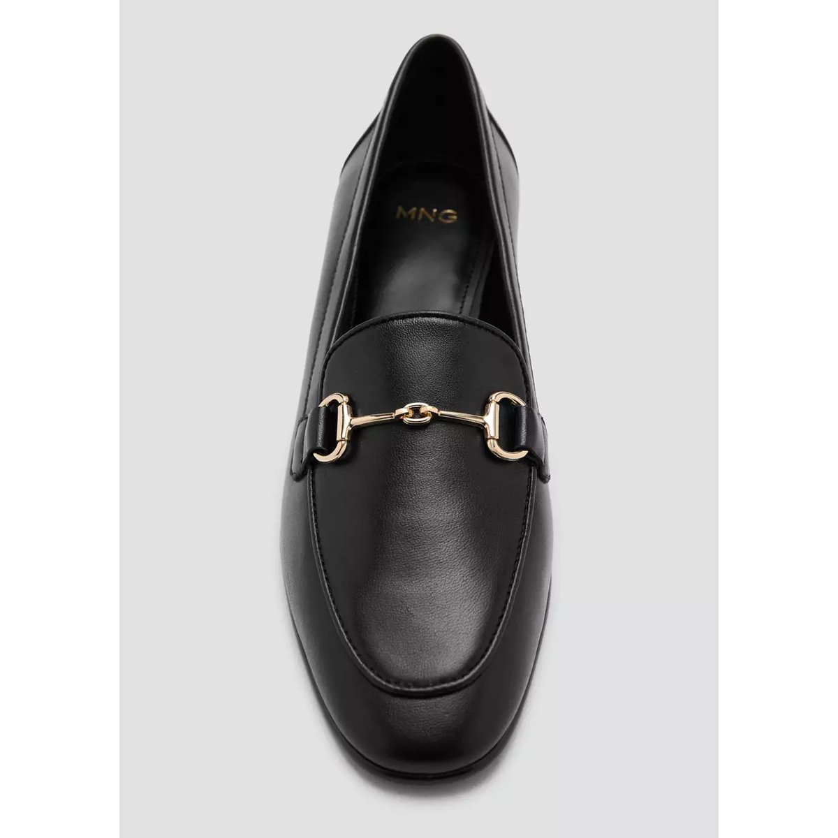 Mocassin en cuir avec boucle noir, MANGO