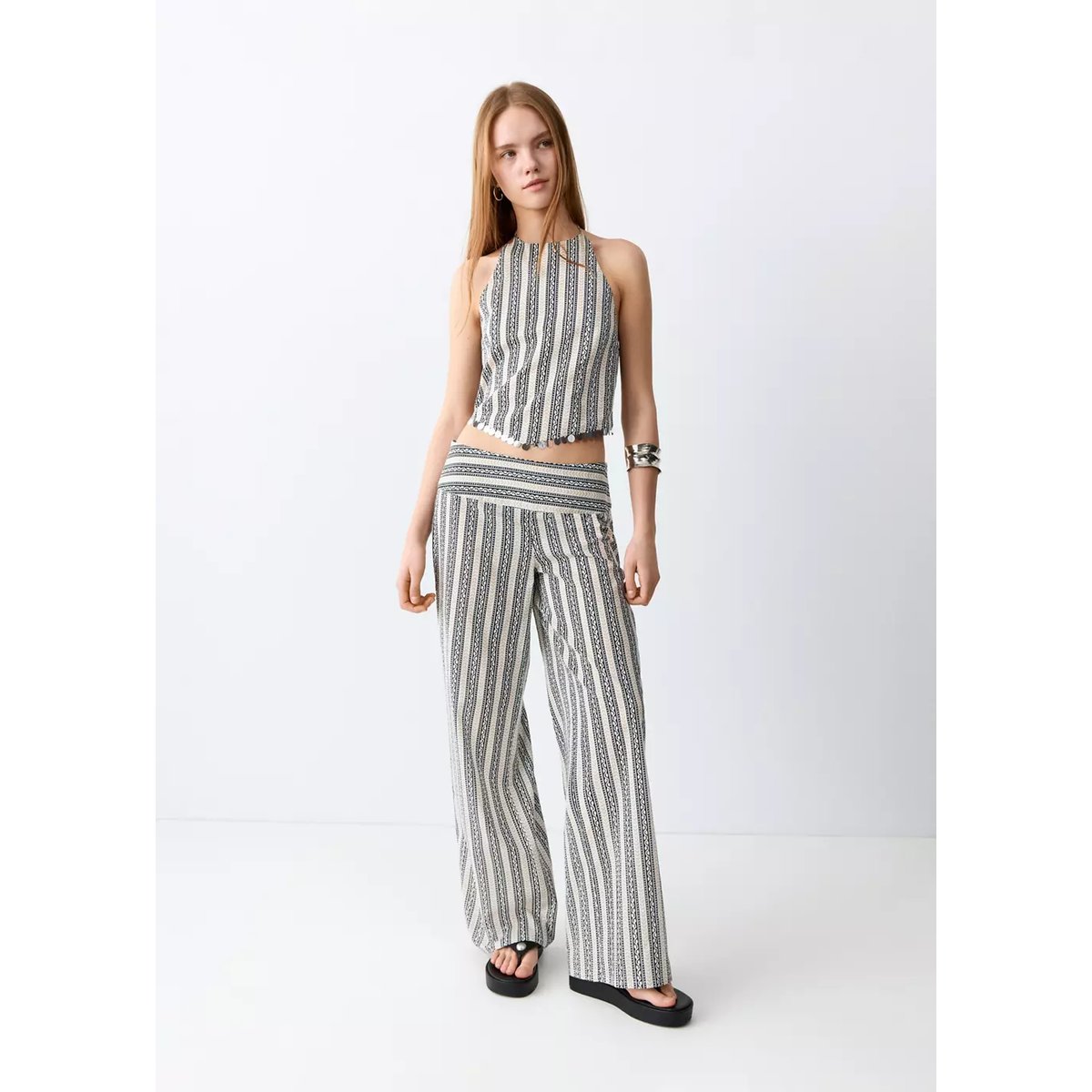 Crop top imprimé emmanchures américaines écru, MANGO TEEN