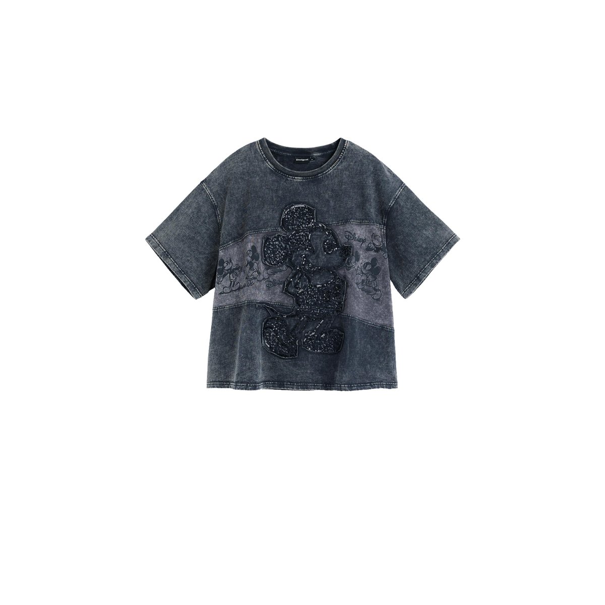 T-shirt à paillettes Disney™ 100 % coton noir, DESIGUAL