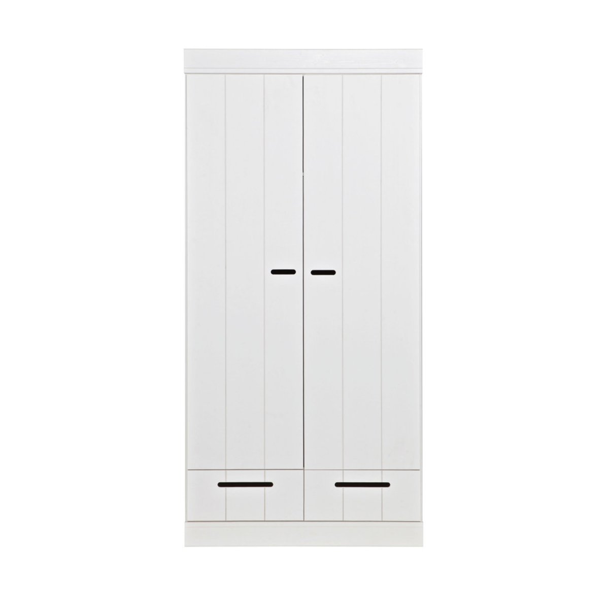 Armoire en pin 2 portes 2 tiroirs- CONNECT blanc, WOOOD