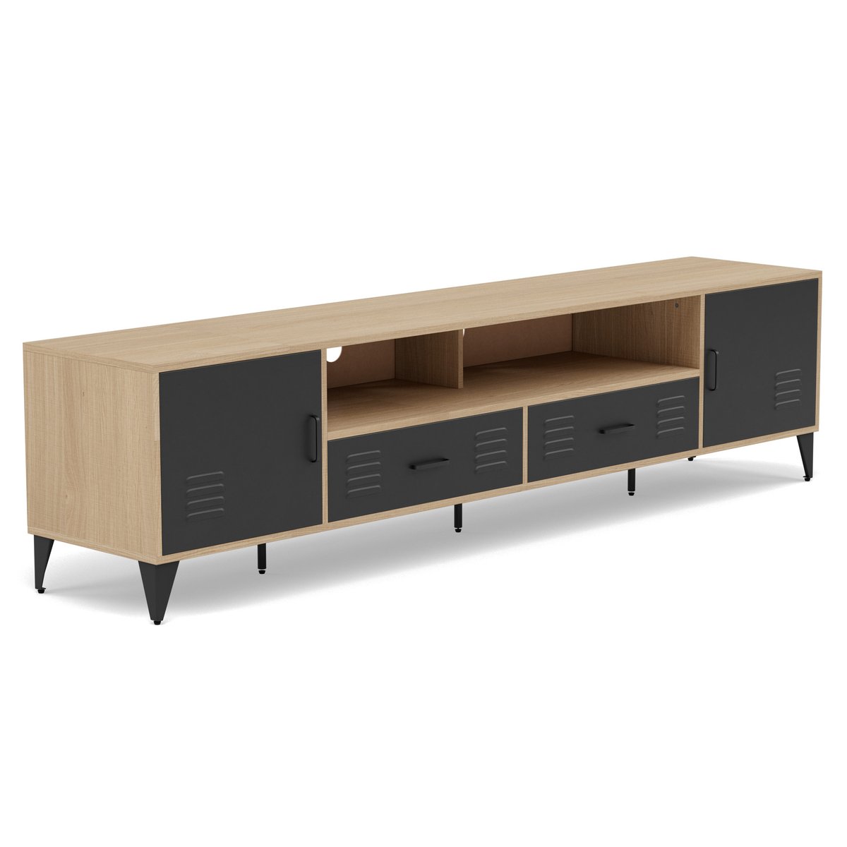 Meuble TV - TRIBECA bois / noir, LISA DESIGN