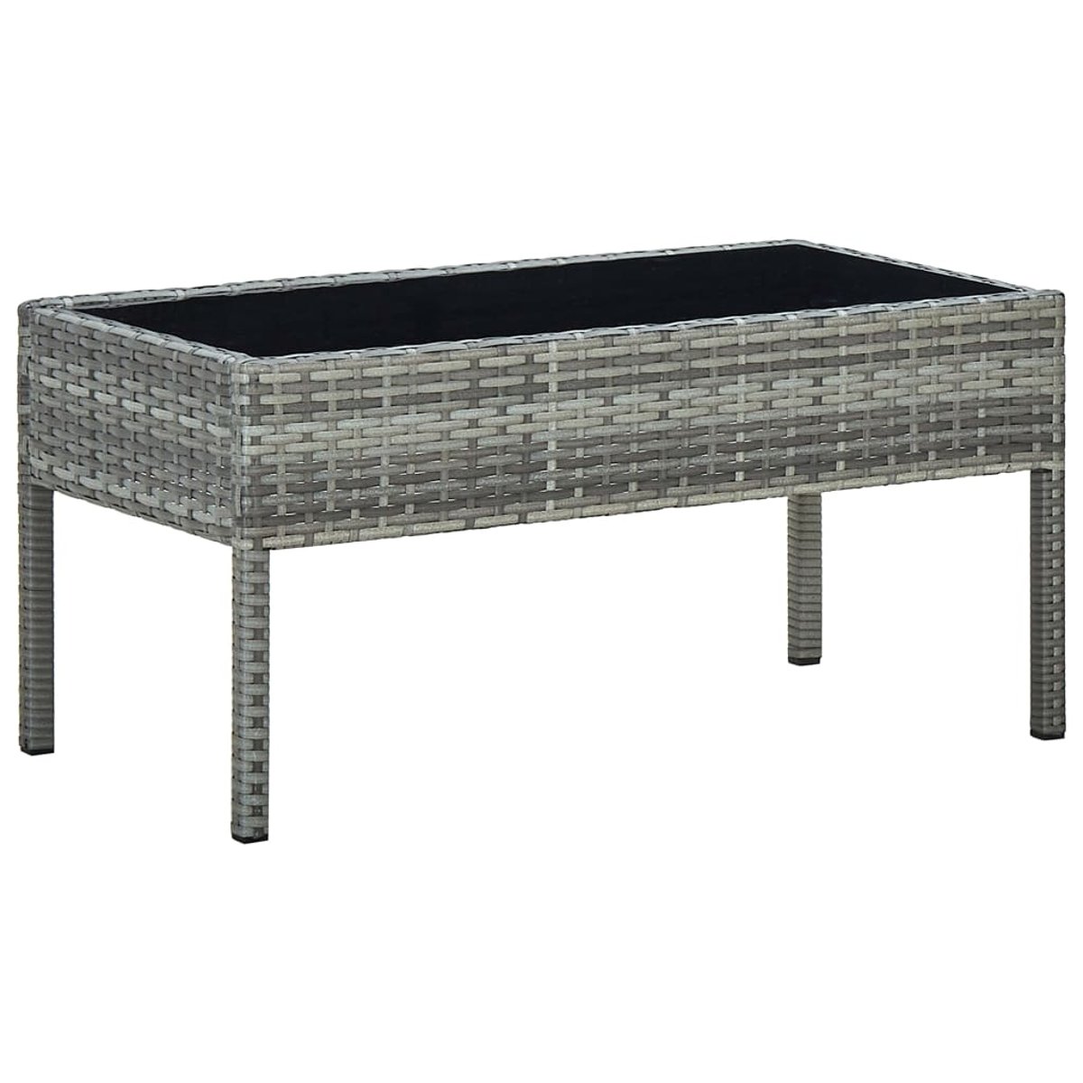Table de jardin rectangulaire en résine tressée gris clair, HOME MAISON